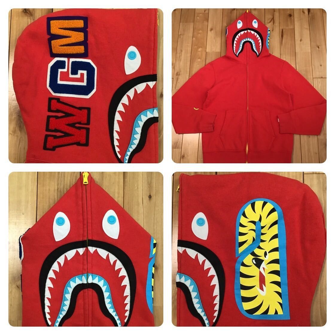Bape 2010 BAPE Neon Shark full zip Hoodie Red Size US M / EU 48-50 / 2 - 1 Thumbnail