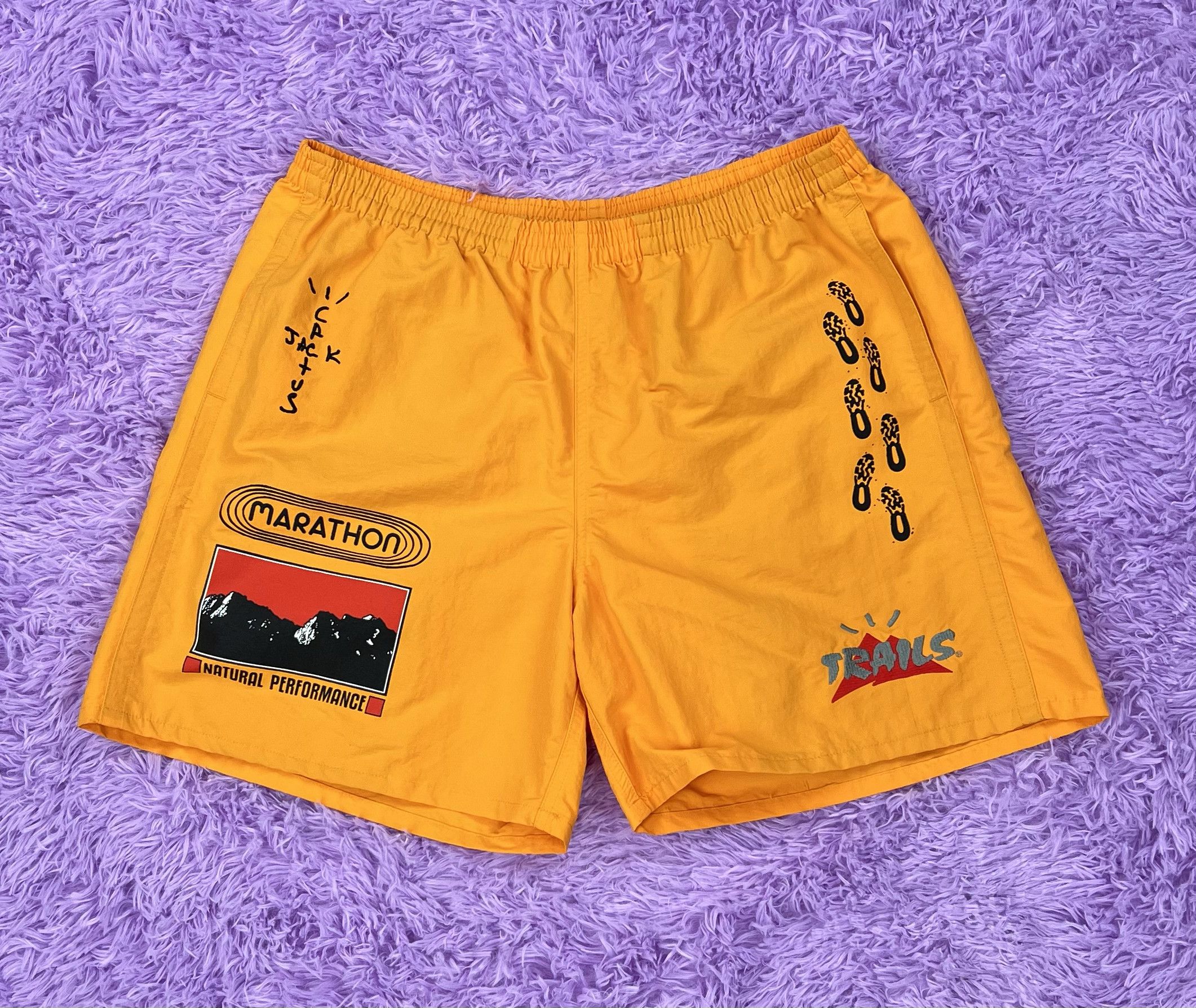 Image of Travis Scott Path Shorts Small in Yellow, Men's (Size 30)