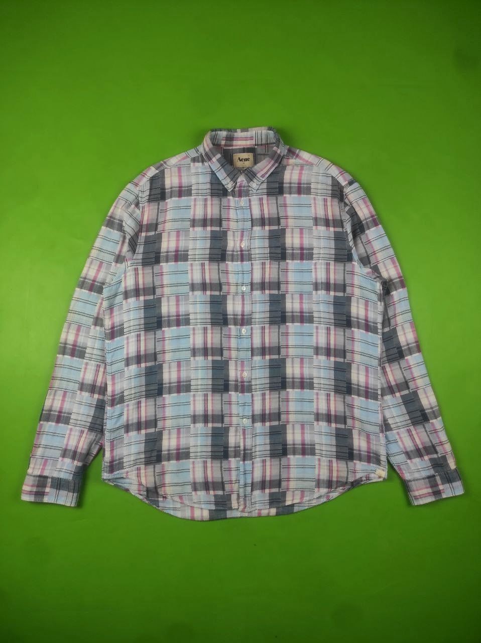 image of Acne Studios Pop Classic Button Checked Shirt, Men's (Size Large)