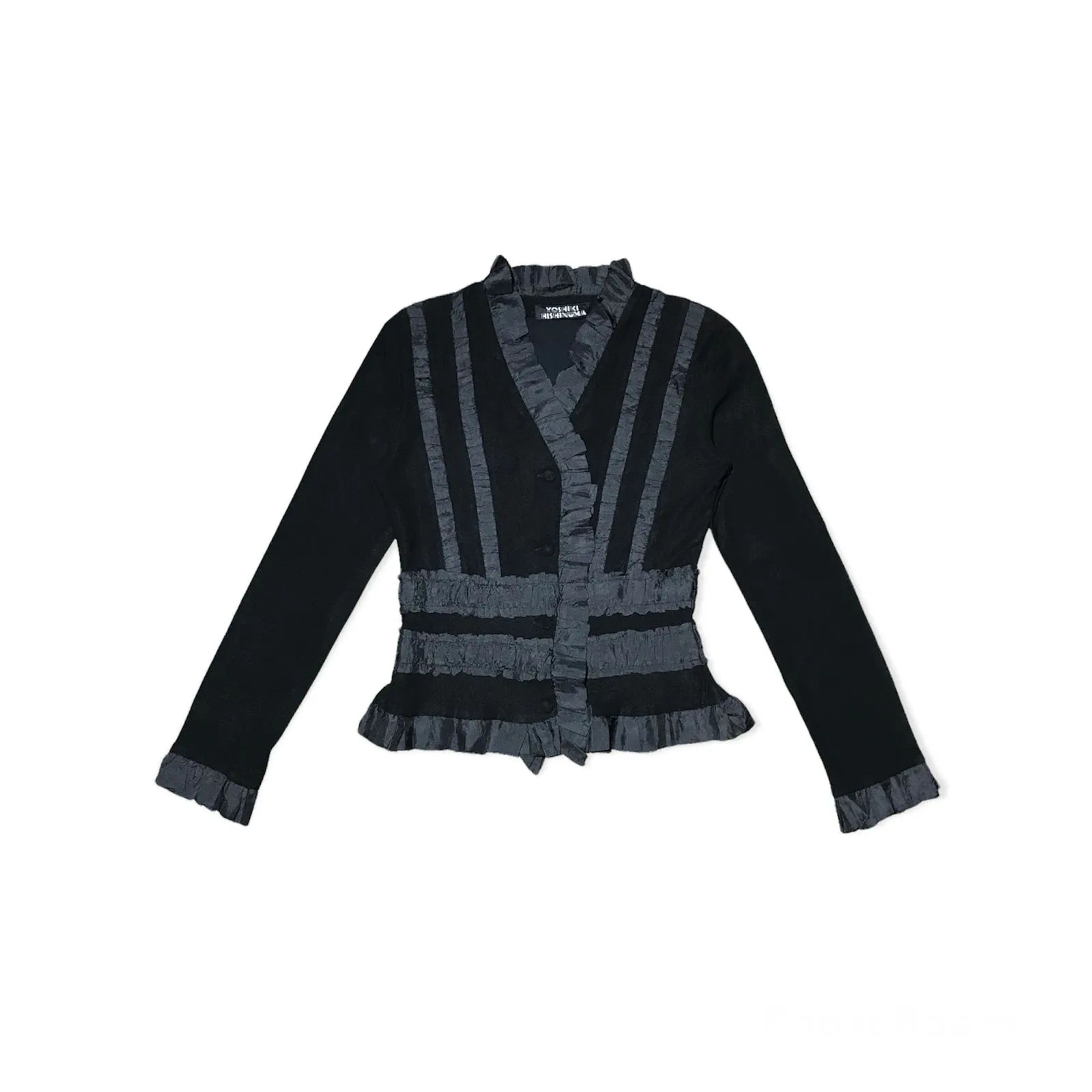 Yoshiki Hishinuma Peplum blackwatch check crinkled half sleeve shirt - sz 1 S
