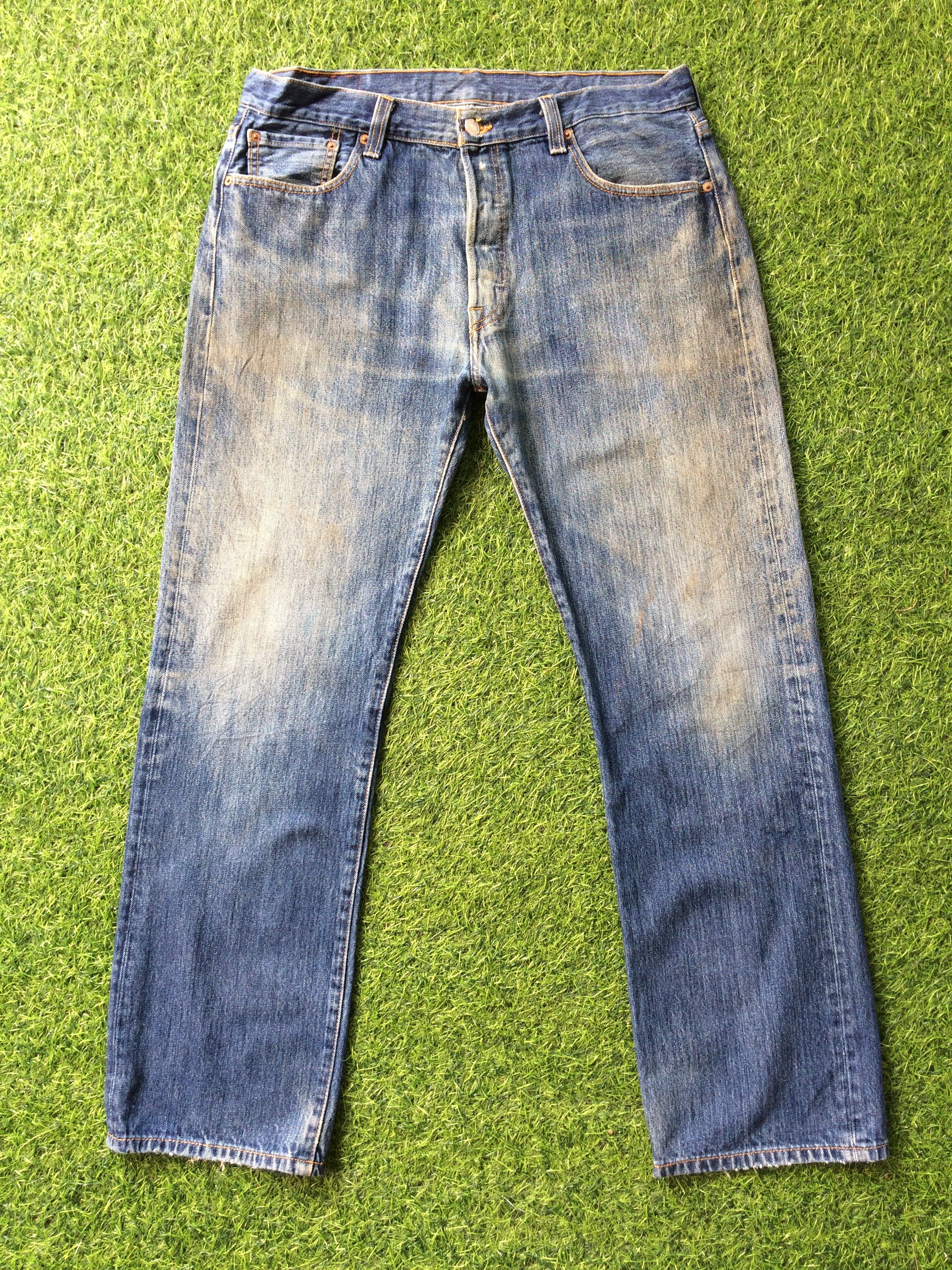 Levi's × Vintage Vintage Levis 501 Faded Dirty Blue Jeans #B-894 Size US 35 - 1 Thumbnail