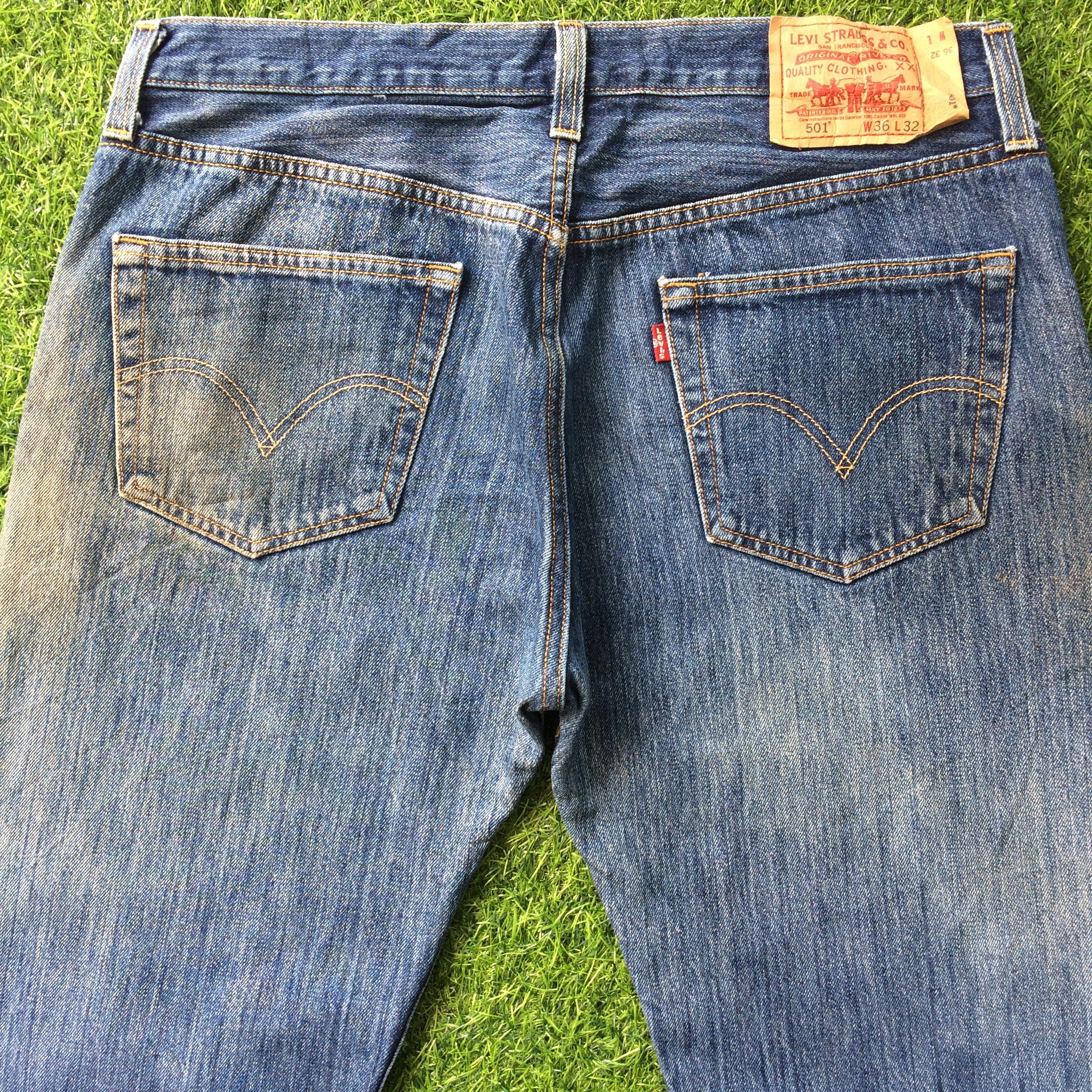 Levi's × Vintage Vintage Levis 501 Faded Dirty Blue Jeans #B-894 Size US 35 - 4 Thumbnail