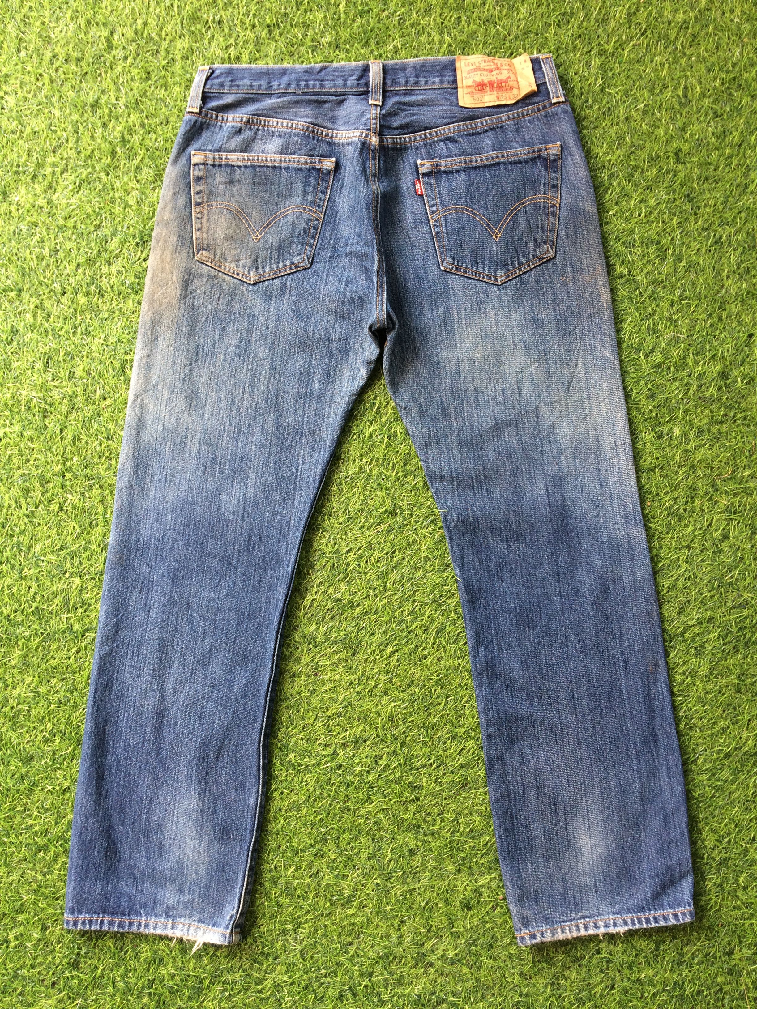 Levi's × Vintage Vintage Levis 501 Faded Dirty Blue Jeans #B-894 Size US 35 - 2 Thumbnail