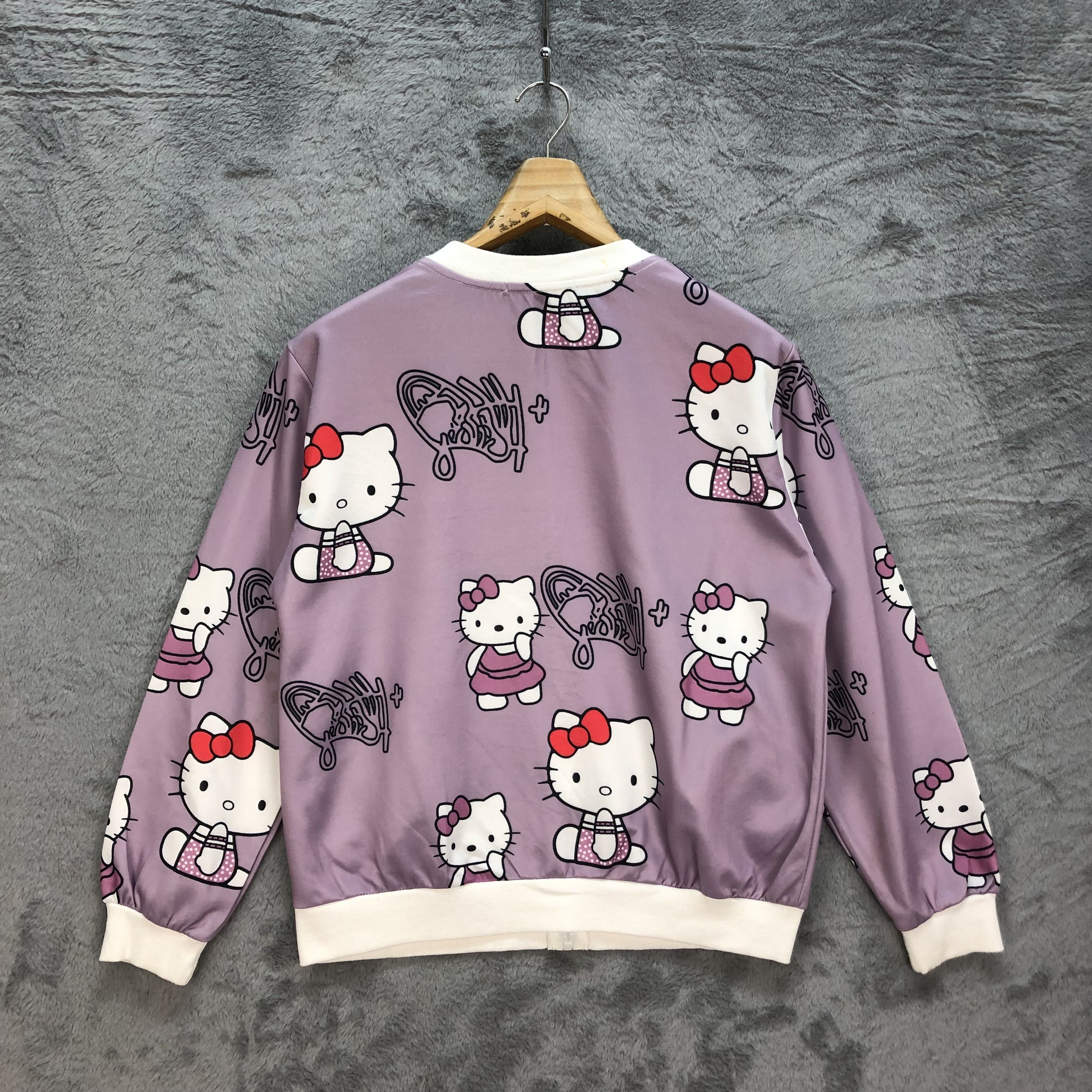 Japanese Brand Hello Kitty Big Logo Overprint Bomber Jacket #6229-55 Size M / US 6-8 / IT 42-44 - 8 Thumbnail