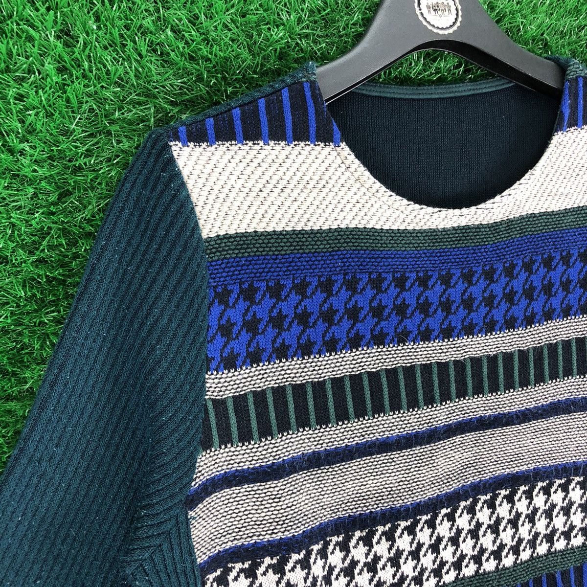 Aran Isles Knitwear Vintage Knit Multi Pattern Striped Long Sleeve Tee for Women Size M / US 6-8 / IT 42-44 - 2 Thumbnail