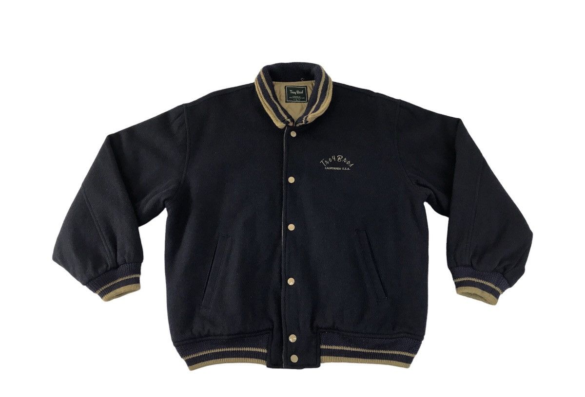 Japanese Brand × Vintage Vintage Varsity Jacket Wool Troy Bros Snap Button Size US L / EU 52-54 / 3 - 1 Thumbnail