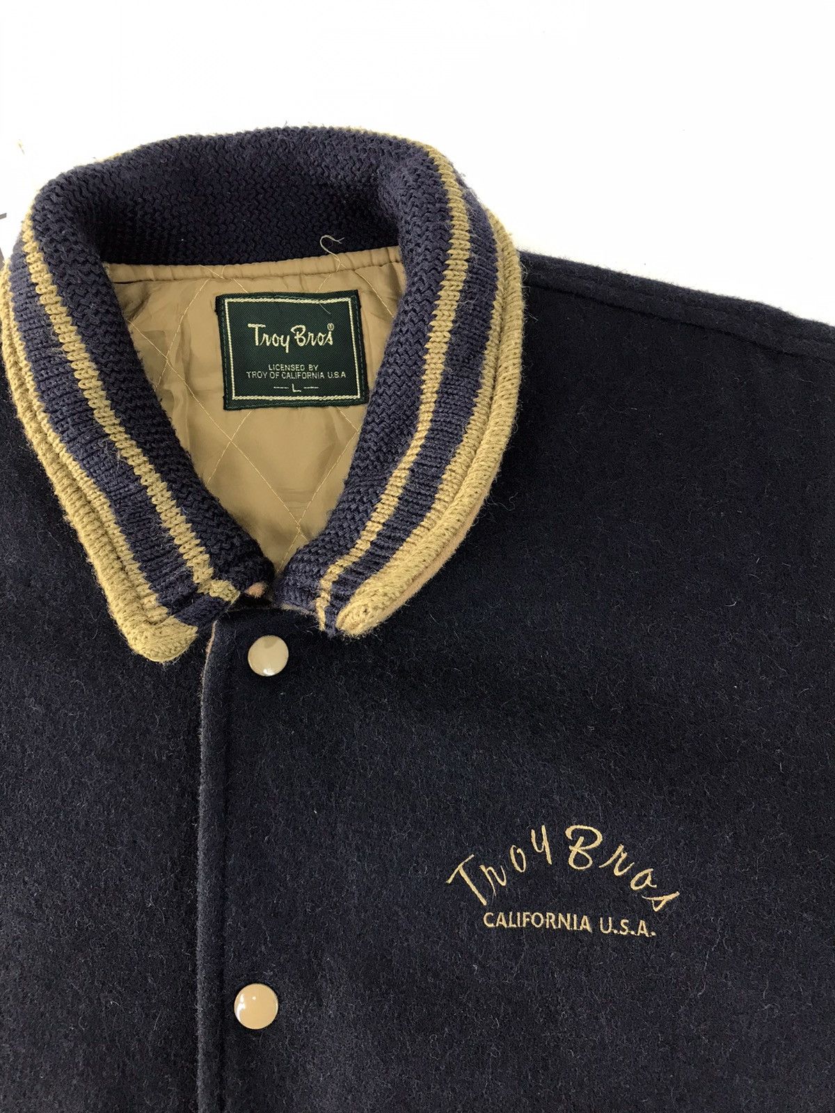 Japanese Brand × Vintage Vintage Varsity Jacket Wool Troy Bros Snap Button Size US L / EU 52-54 / 3 - 4 Thumbnail