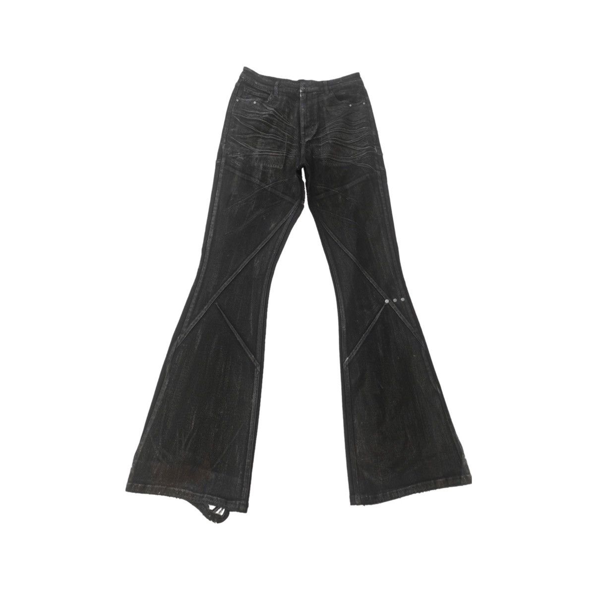 image of Vintage ★ Collett, Crackle Waxed Paneled Denim Bootcut Flared Denim in Black, Men's (Size 33)