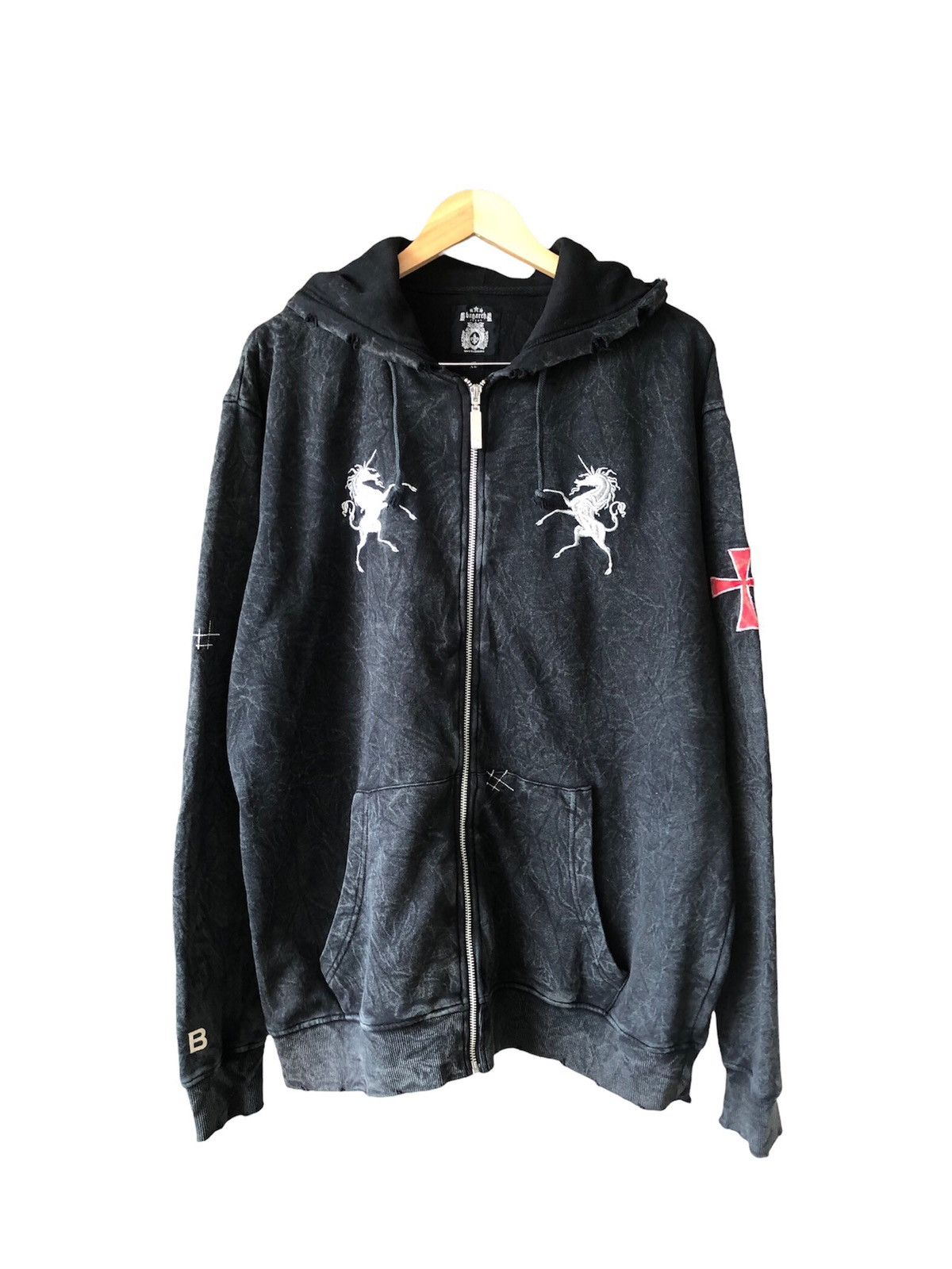 Vintage Bagarch Japan Tie Dye Over Prints Zipper Hoodie