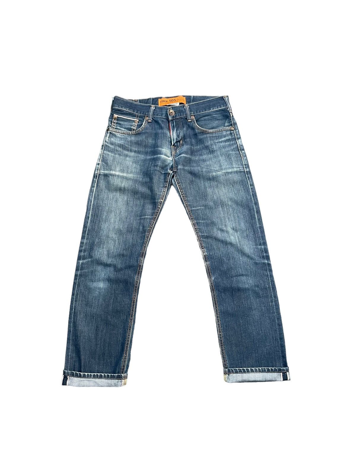 image of Distressed Denim x Edwin Vintage Edwin 505Sk Selvedge Distresed & Rework in Blue, Men's (Size 32)