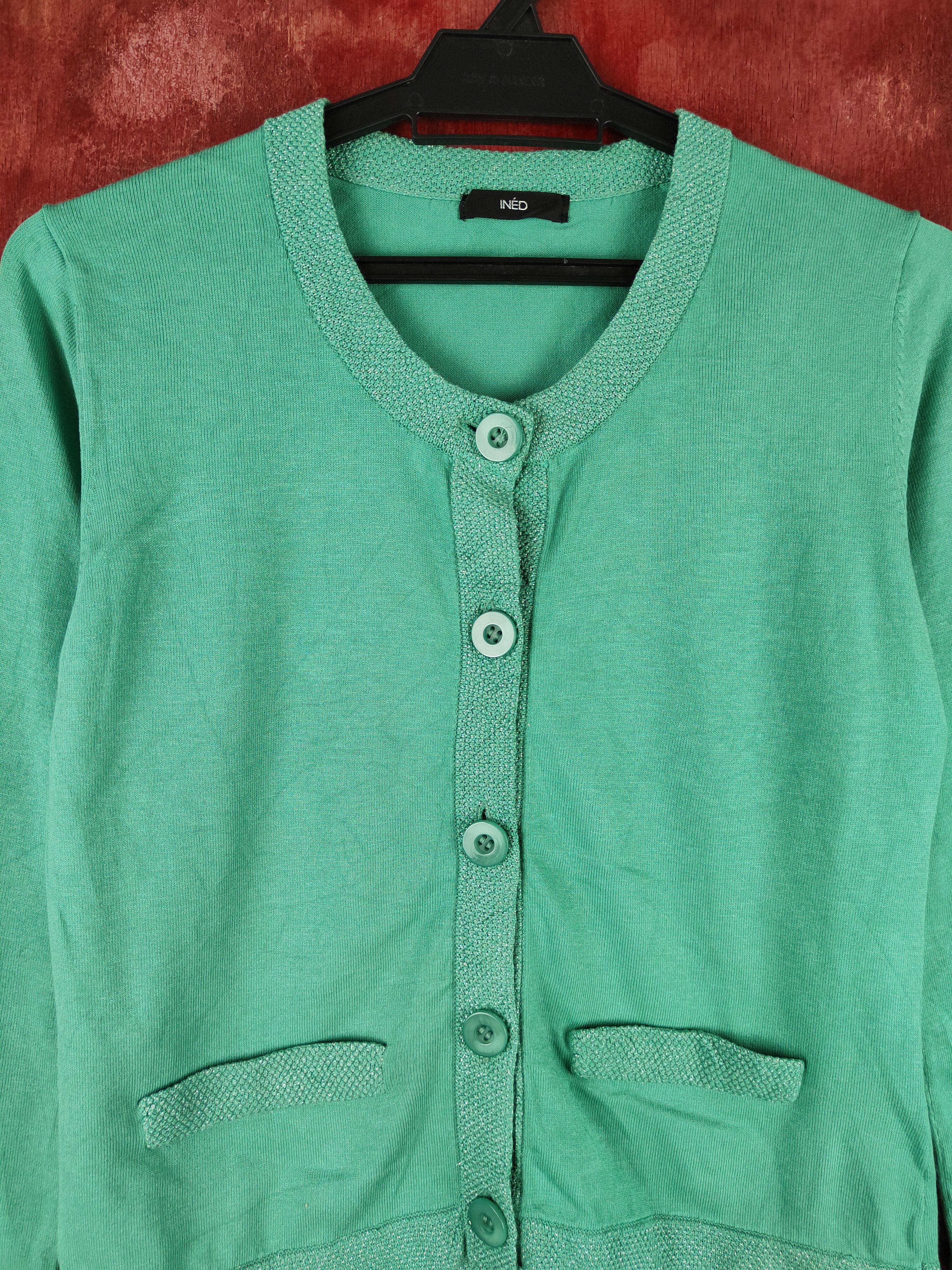 Homespun Knitwear × Japanese Brand Inéd Mint Green plain knitwear Cardigan #S913 Size S / US 4 / IT 40 - 2 Thumbnail