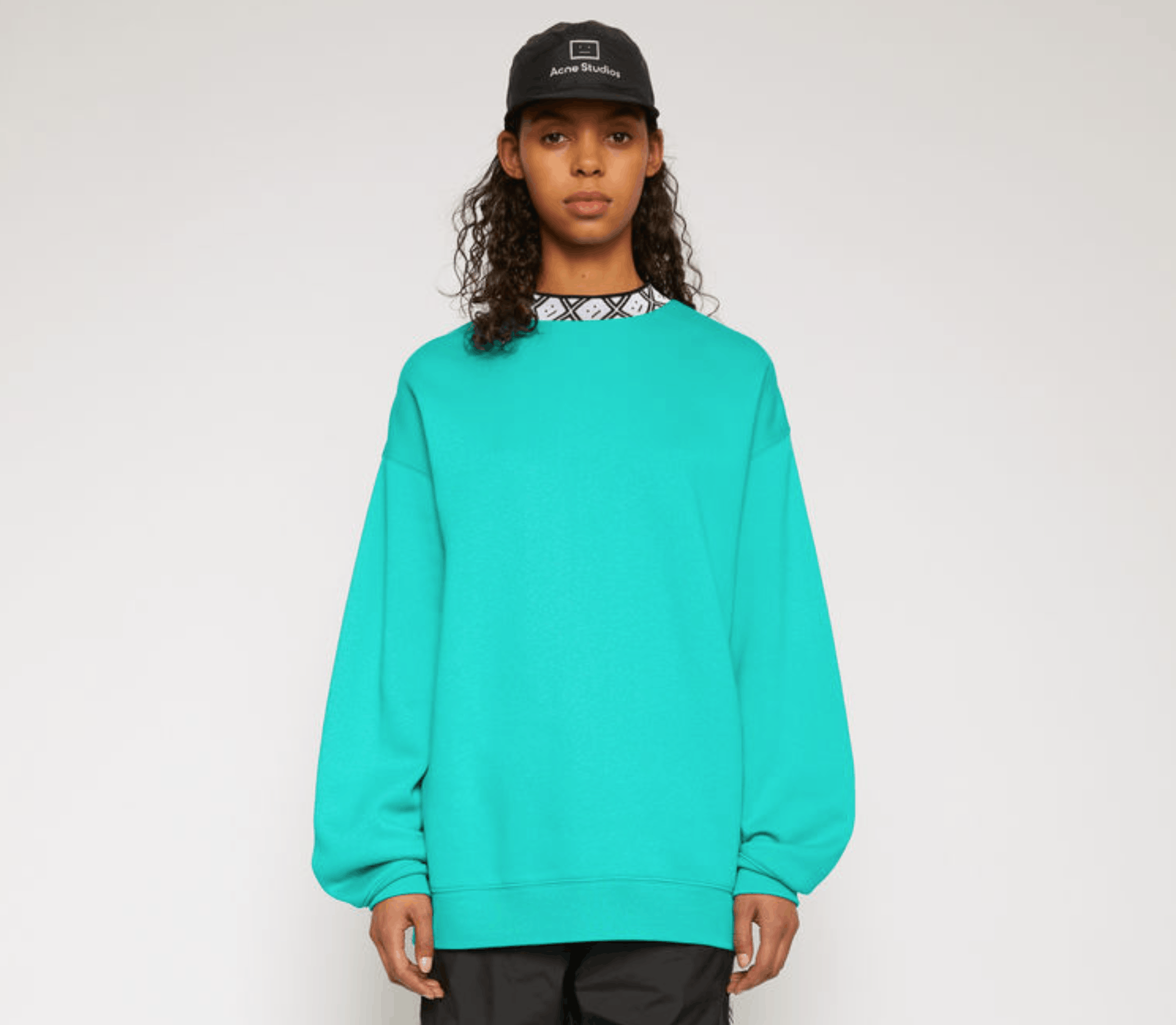 Acne Studios Iconic ACNE face logo mock neck sweat in jade | Grailed