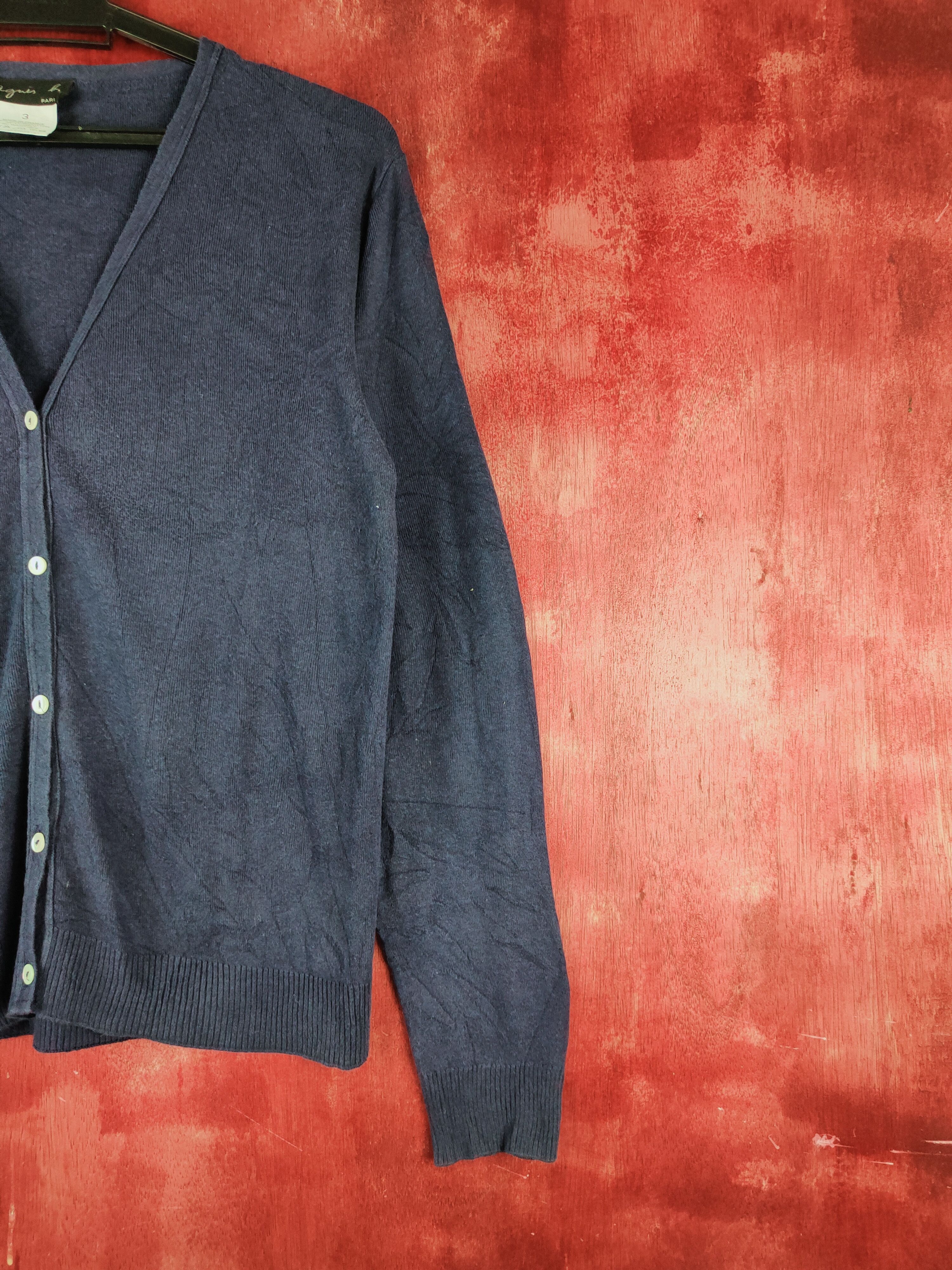 Homespun Knitwear Agnes B japan knitwear plain thin Navy Blue Cardigan #S925 Size M / US 6-8 / IT 42-44 - 5 Thumbnail