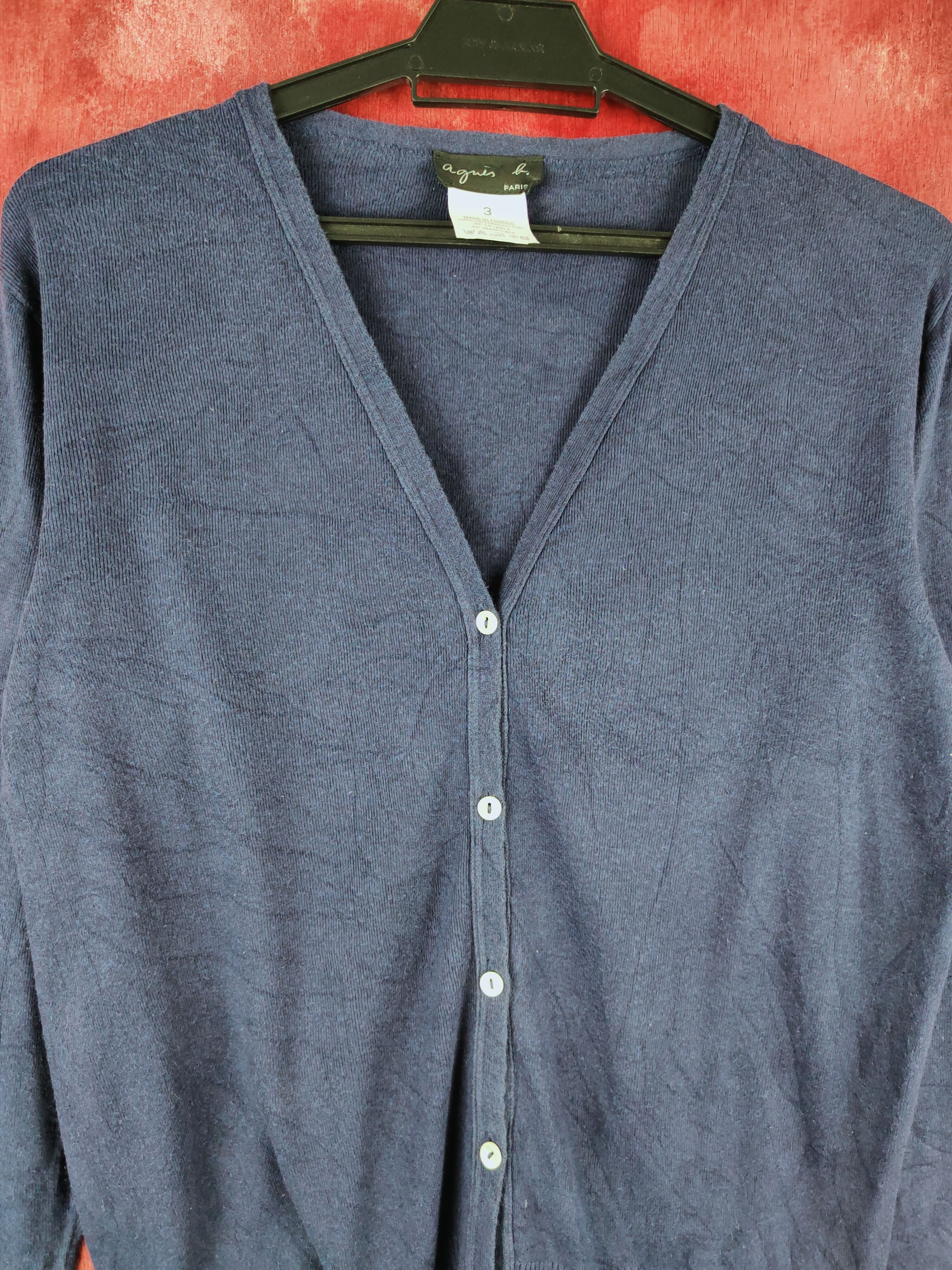 Homespun Knitwear Agnes B japan knitwear plain thin Navy Blue Cardigan #S925 Size M / US 6-8 / IT 42-44 - 2 Thumbnail