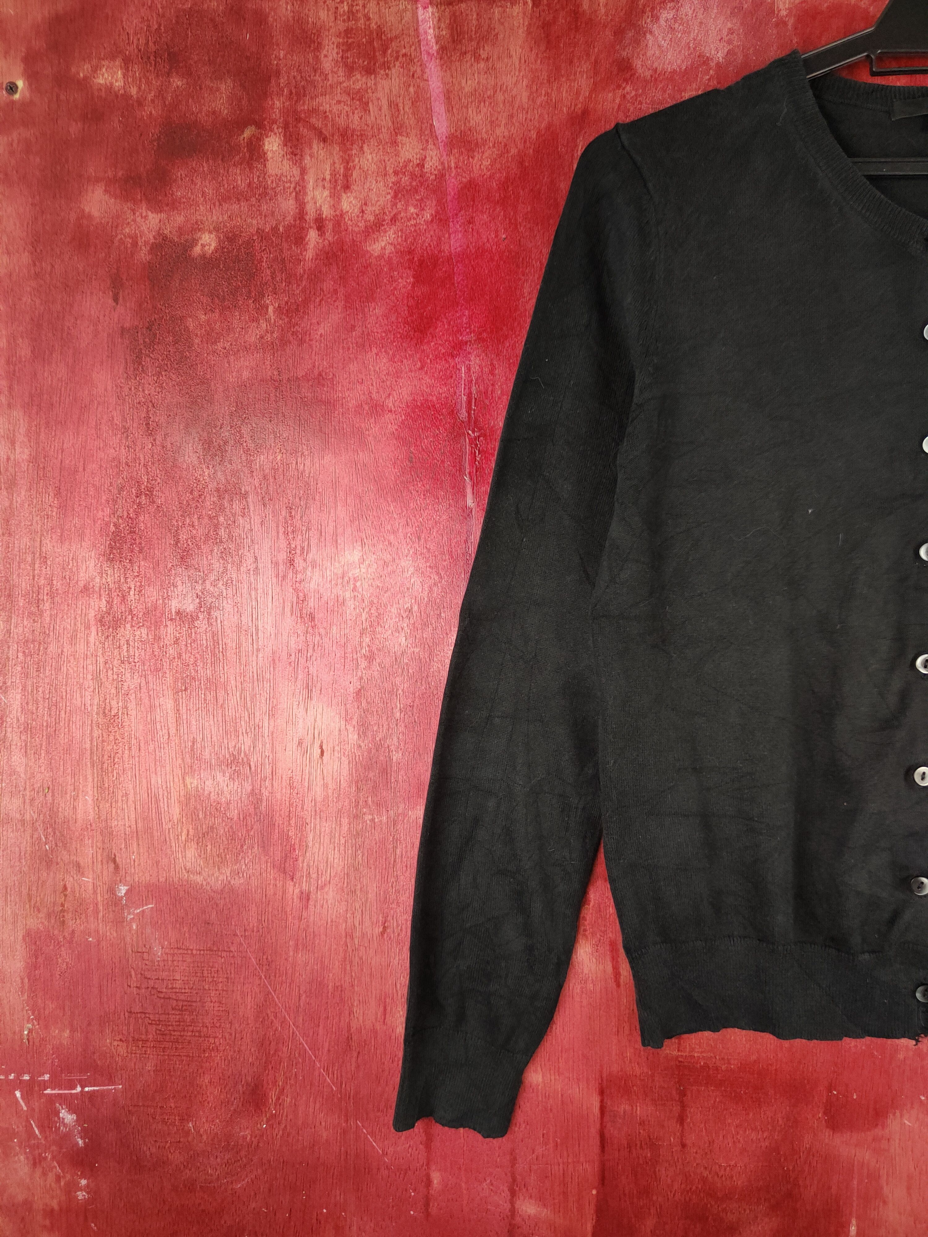 Japanese Brand Uniqlo distressed vintage plain Black Cardigan #S932 Size M / US 6-8 / IT 42-44 - 4 Thumbnail