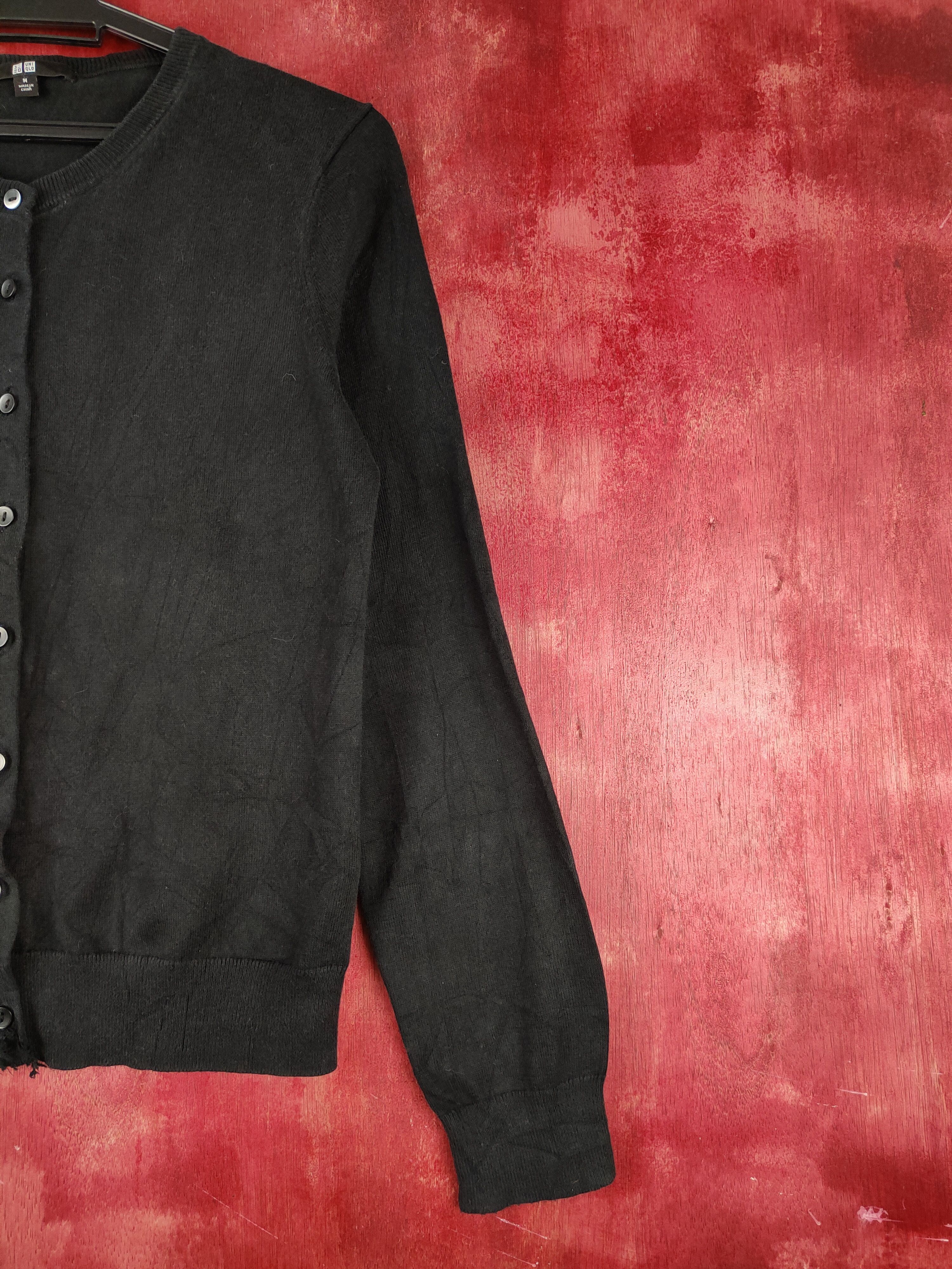 Japanese Brand Uniqlo distressed vintage plain Black Cardigan #S932 Size M / US 6-8 / IT 42-44 - 6 Thumbnail