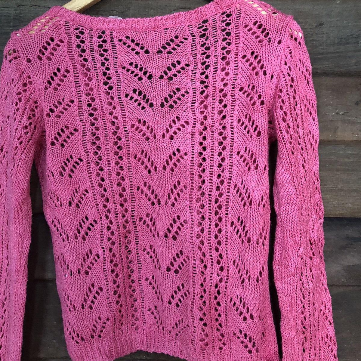 Homespun Knitwear Eigenpost Mesh Net Crocher Pink Cardigan Knitwear #7155 Size S / US 4 / IT 40 - 13 Thumbnail