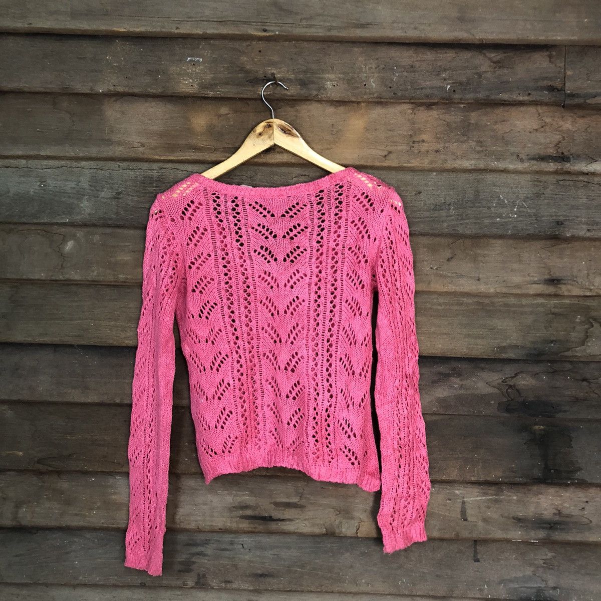 Homespun Knitwear Eigenpost Mesh Net Crocher Pink Cardigan Knitwear #7155 Size S / US 4 / IT 40 - 12 Thumbnail