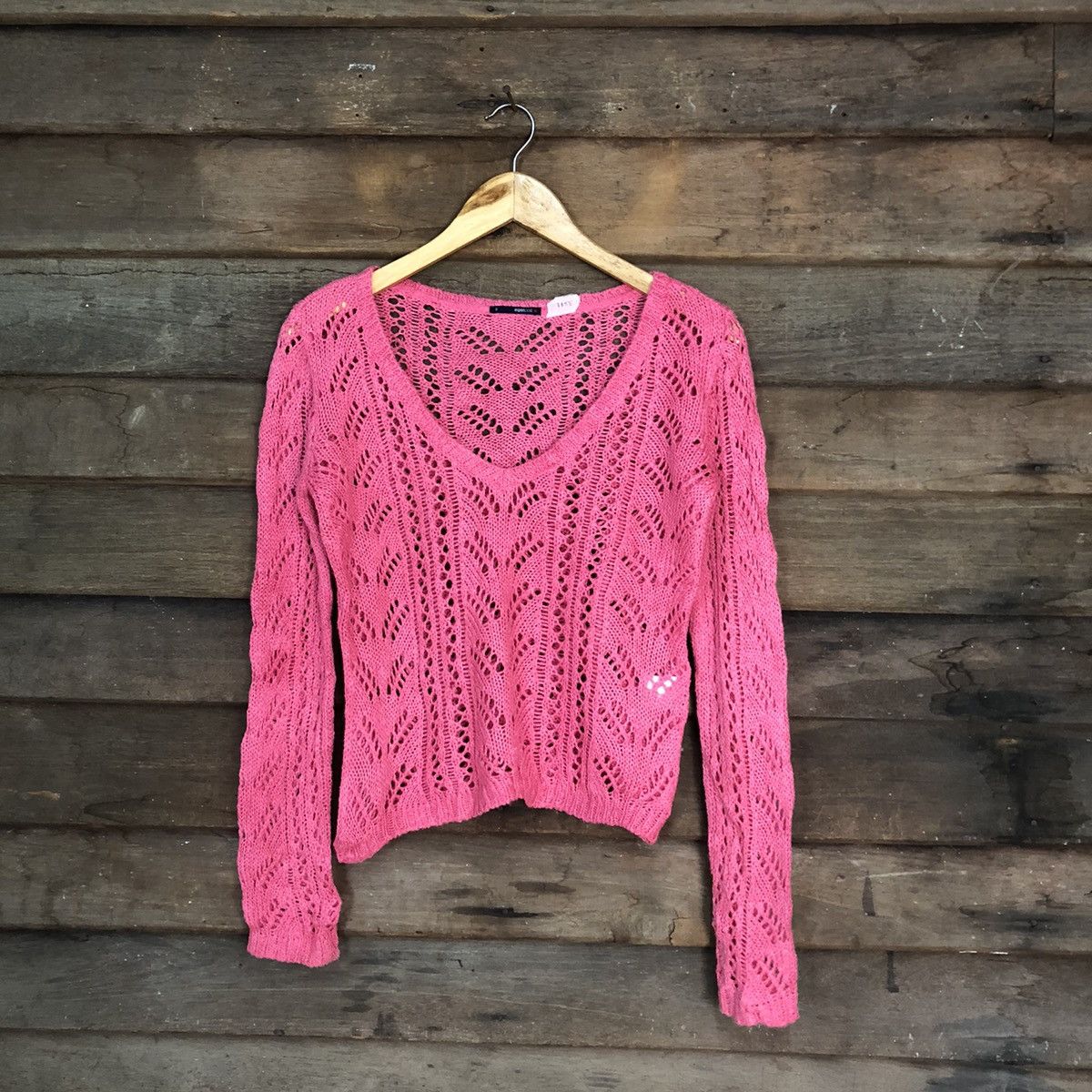 Homespun Knitwear Eigenpost Mesh Net Crocher Pink Cardigan Knitwear #7155 Size S / US 4 / IT 40 - 1 Thumbnail