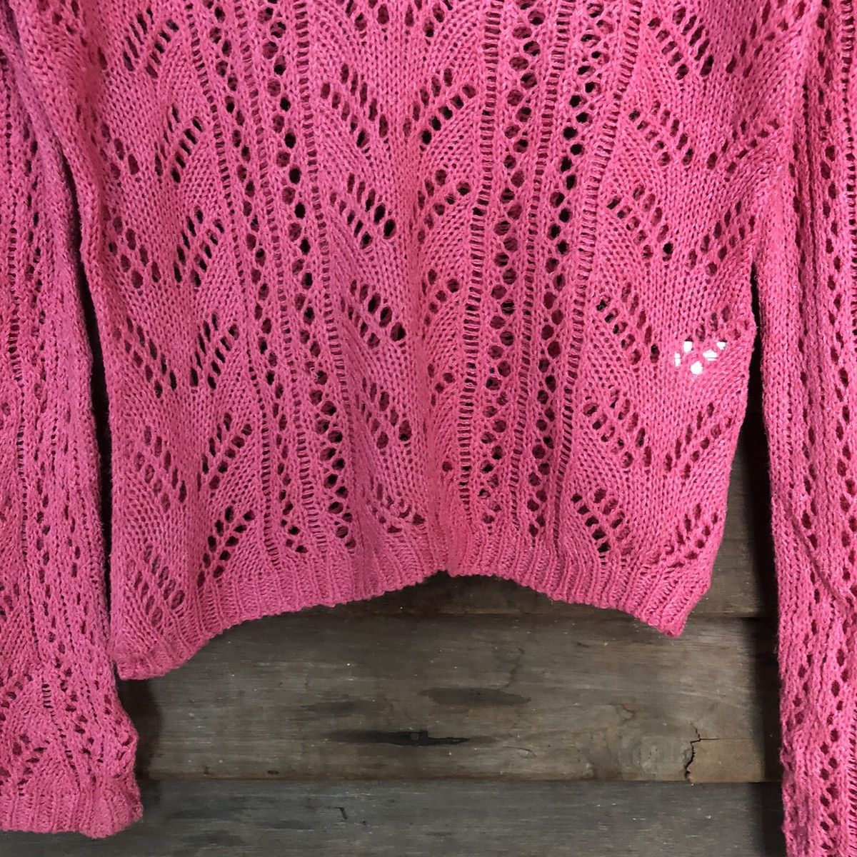 Homespun Knitwear Eigenpost Mesh Net Crocher Pink Cardigan Knitwear #7155 Size S / US 4 / IT 40 - 7 Thumbnail