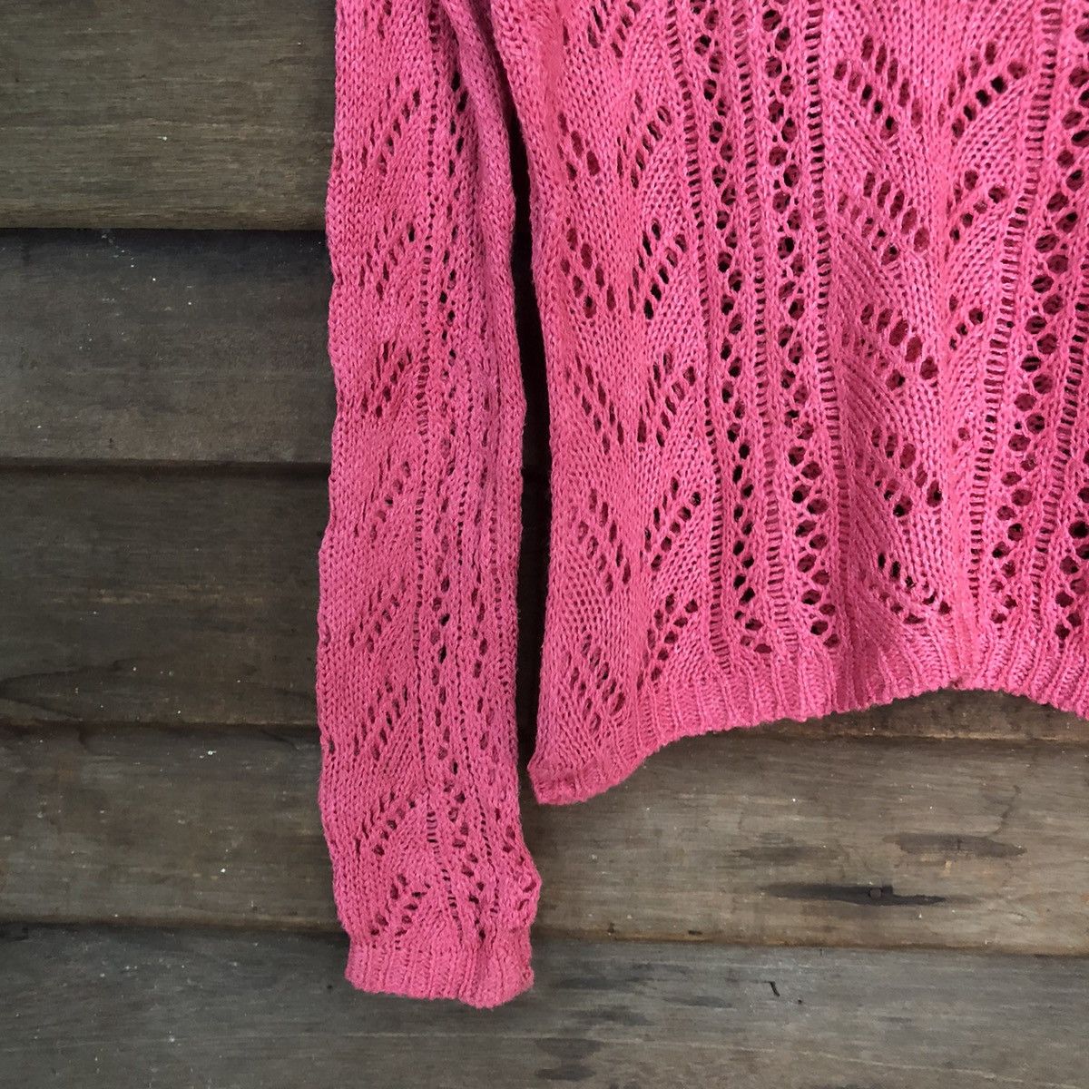 Homespun Knitwear Eigenpost Mesh Net Crocher Pink Cardigan Knitwear #7155 Size S / US 4 / IT 40 - 4 Thumbnail