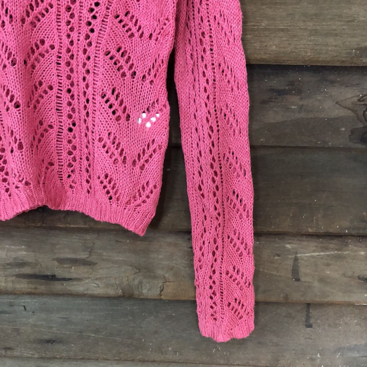 Homespun Knitwear Eigenpost Mesh Net Crocher Pink Cardigan Knitwear #7155 Size S / US 4 / IT 40 - 5 Thumbnail