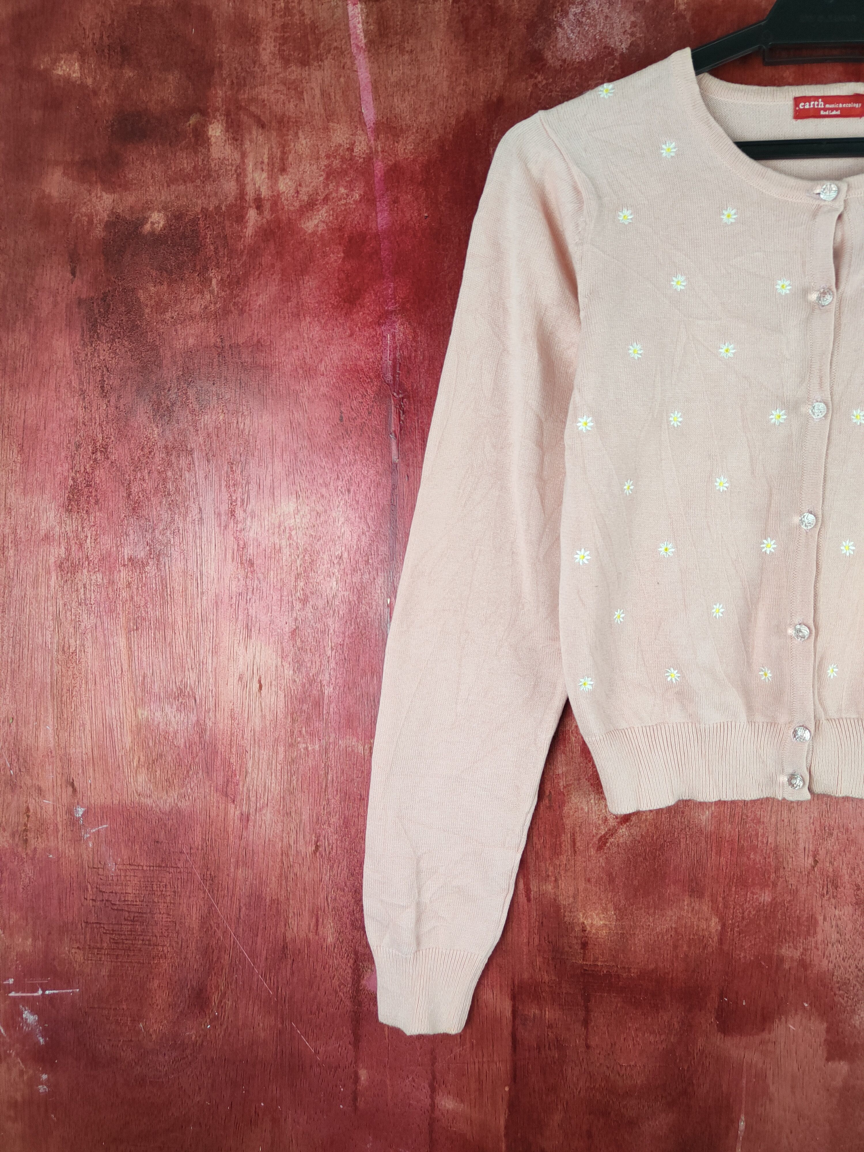 Japanese Brand Earth Music & Ecology Pink Cardigan knitwear #S909 Size S / US 4 / IT 40 - 3 Thumbnail