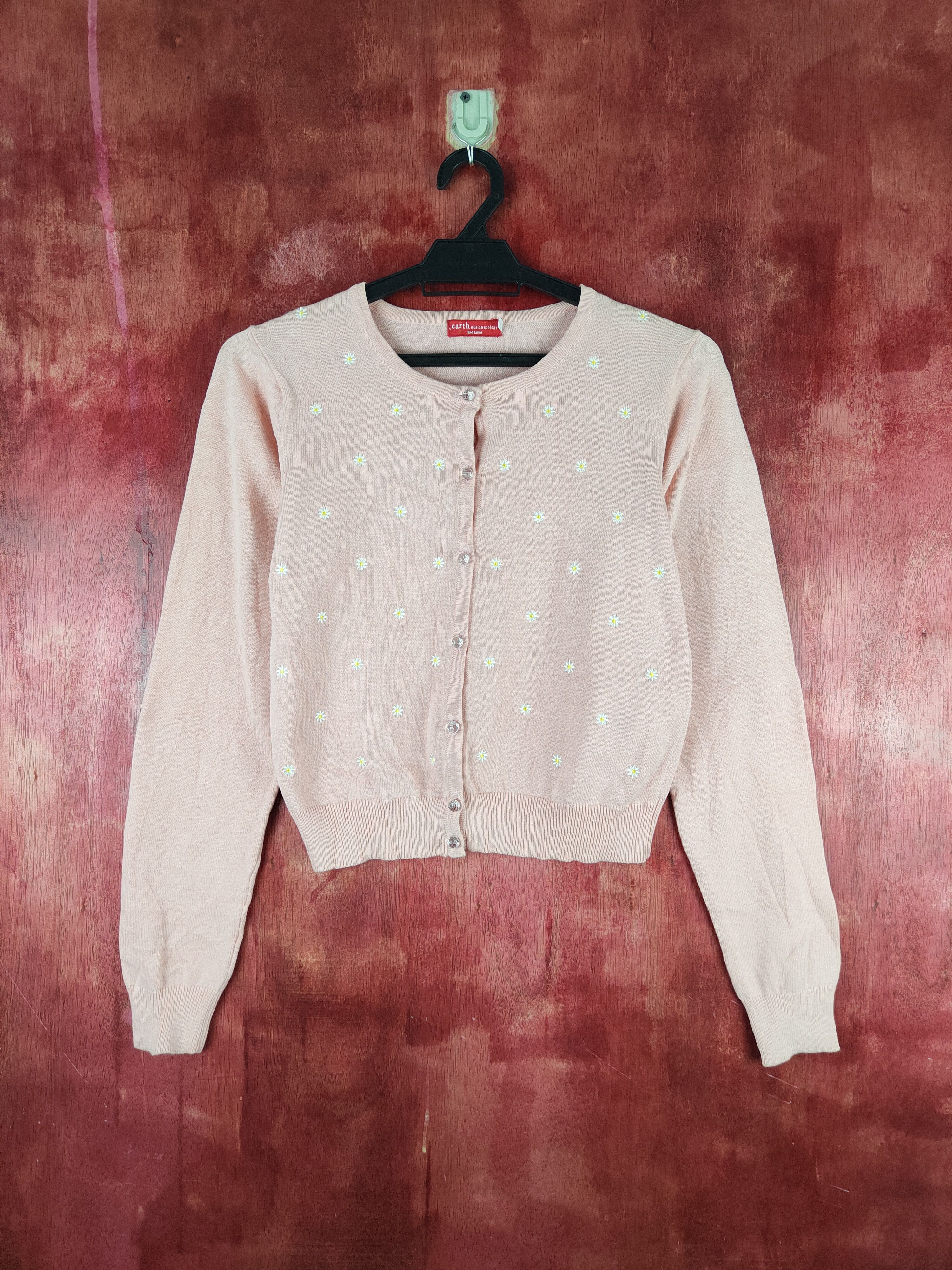 Japanese Brand Earth Music & Ecology Pink Cardigan knitwear #S909 Size S / US 4 / IT 40 - 1 Thumbnail