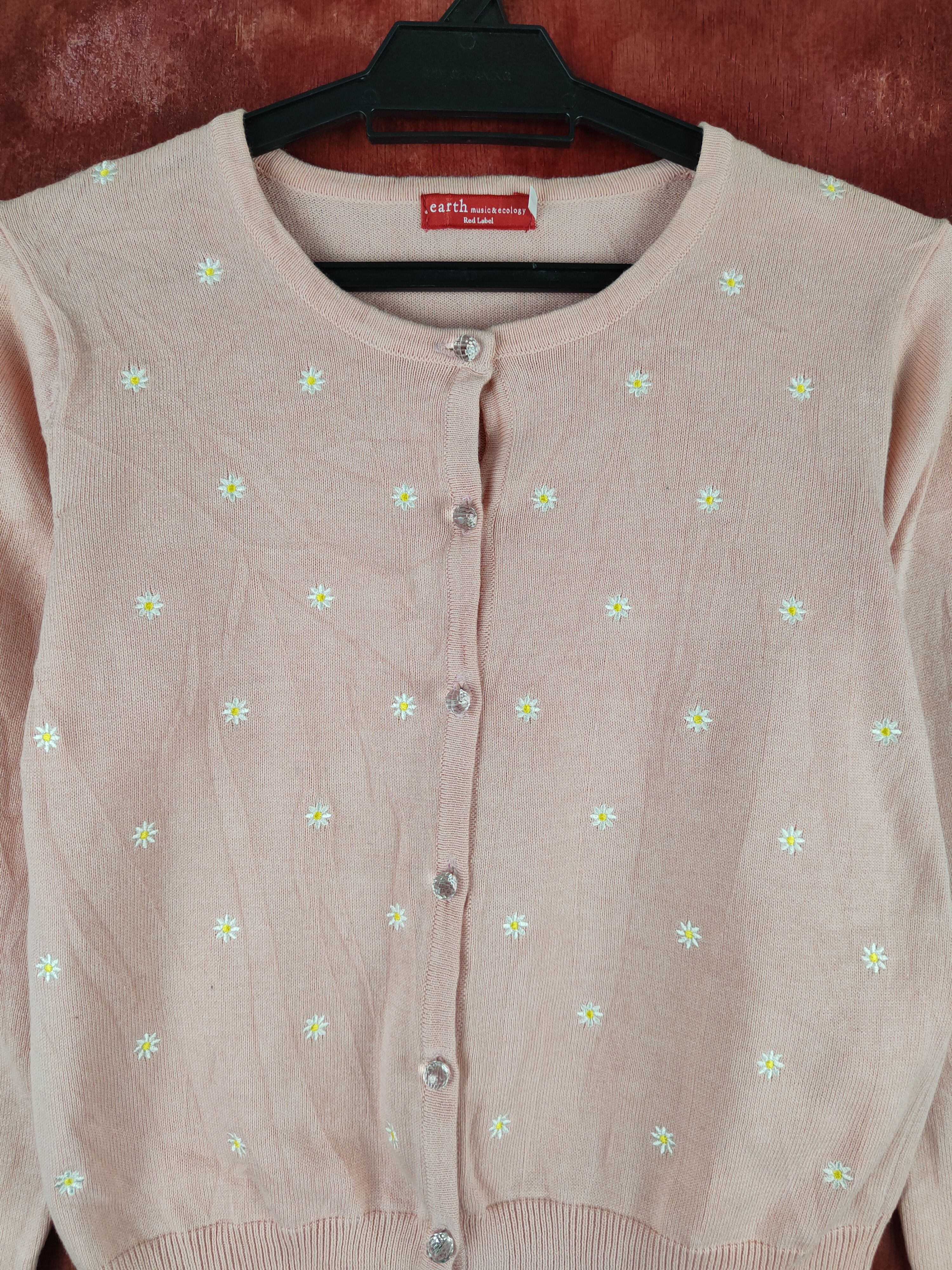 Japanese Brand Earth Music & Ecology Pink Cardigan knitwear #S909 Size S / US 4 / IT 40 - 2 Thumbnail