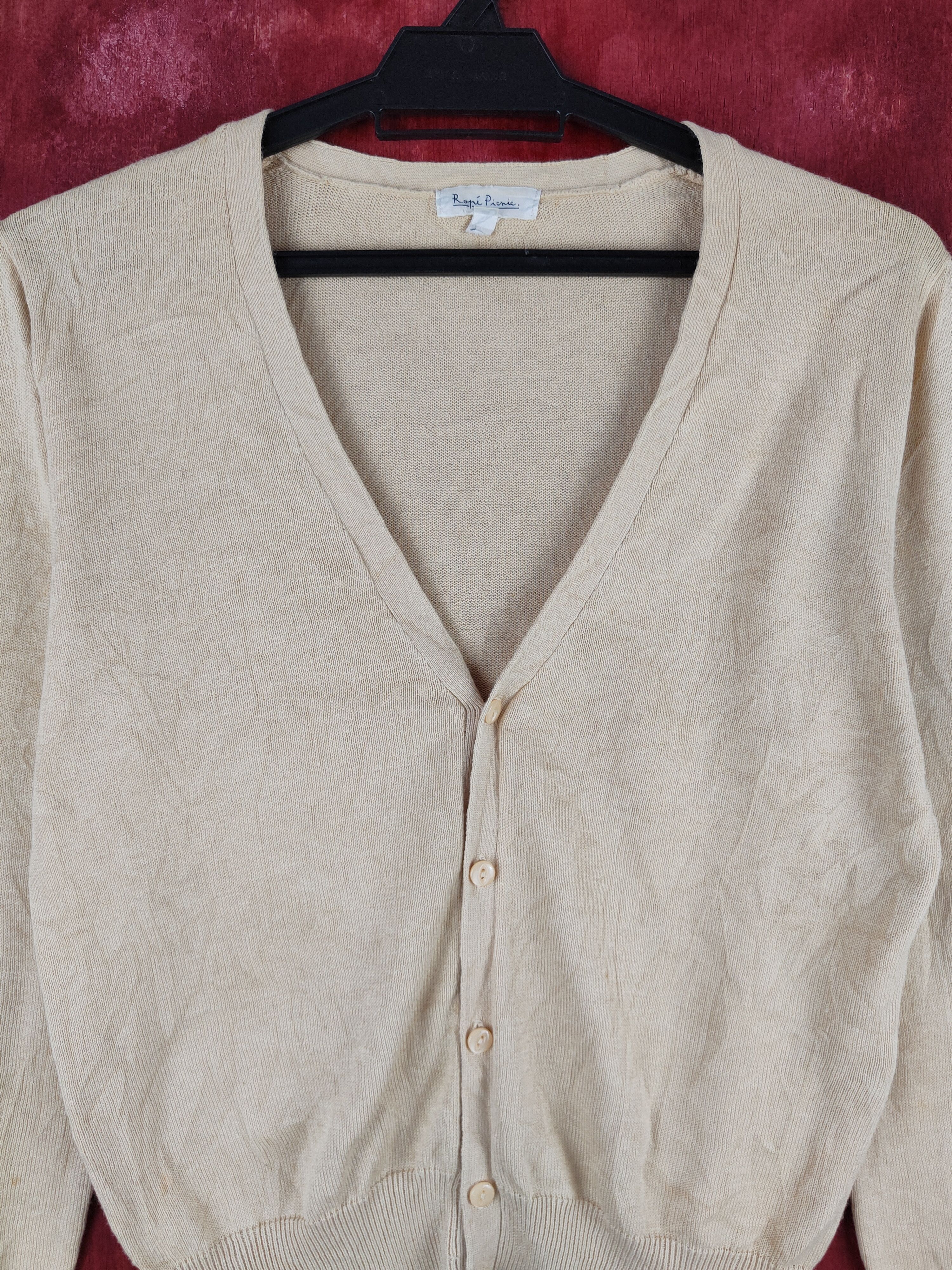 Japanese Brand Ropé Picnic Beige plain crop top knitwear Cardigan #S899 Size S / US 4 / IT 40 - 2 Thumbnail