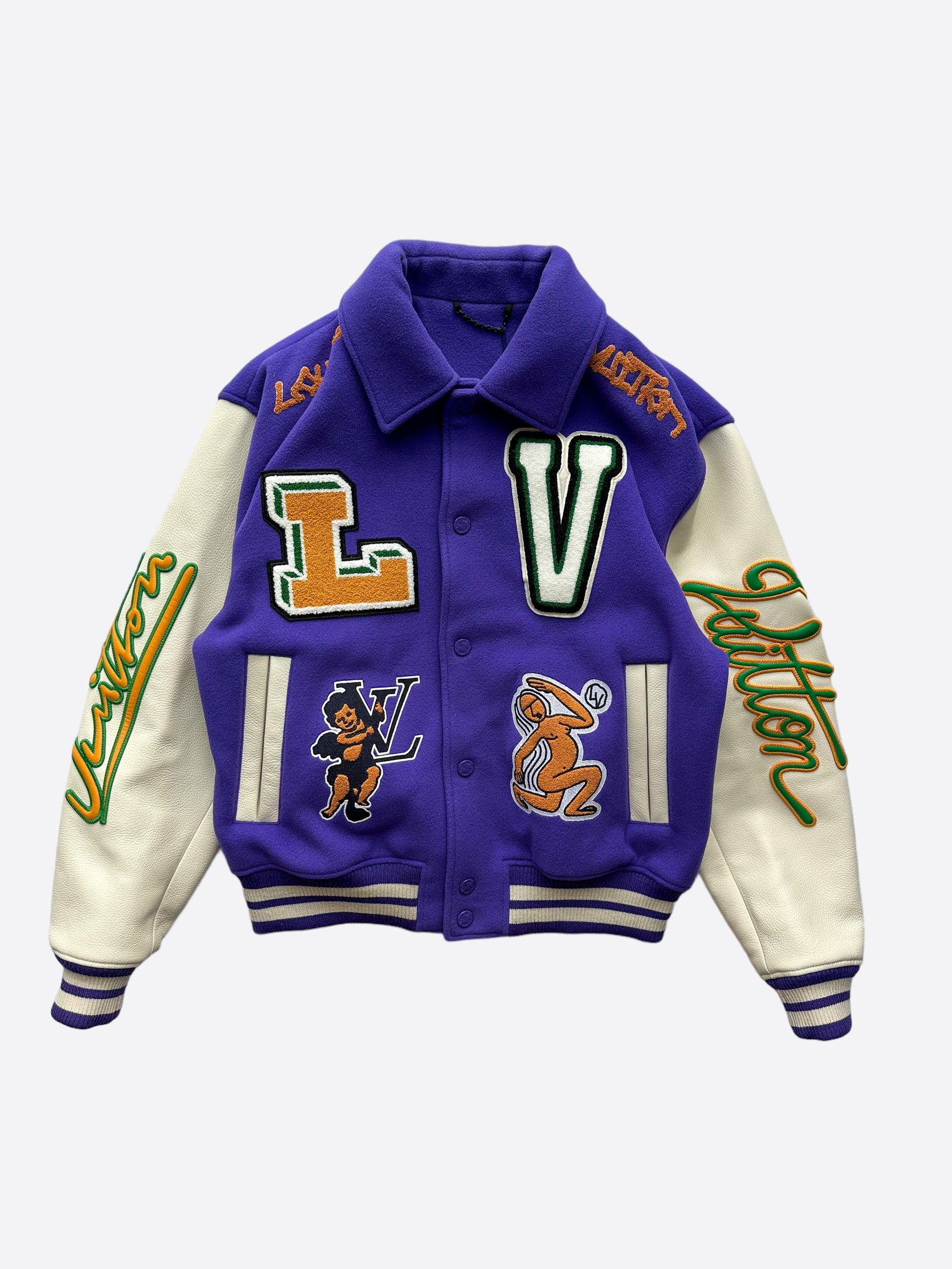 Pre-owned Louis Vuitton Purple & White Frog Varsity Jacket