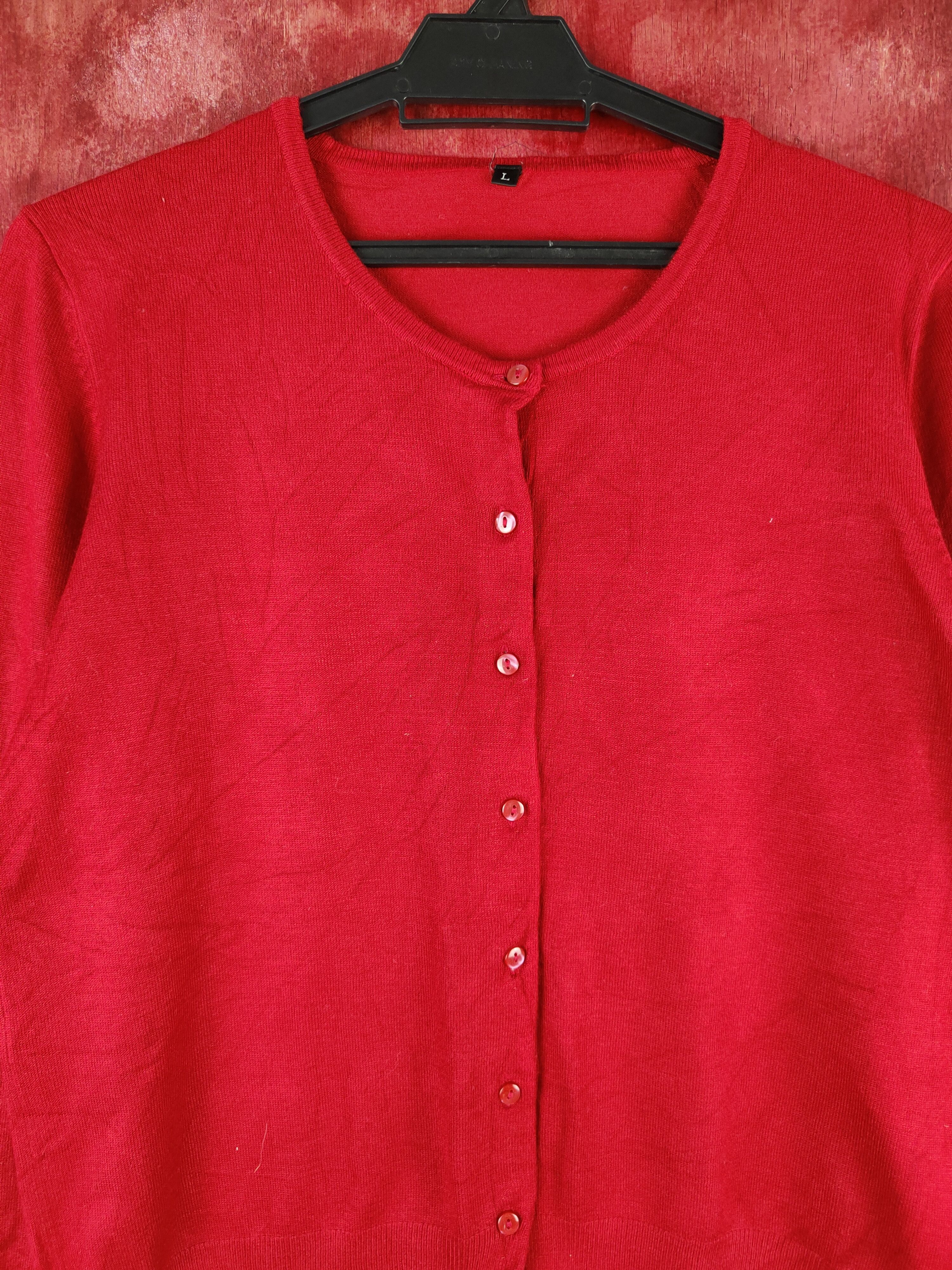 Japanese Brand Japanese Brand Red knitwear plain Cardigan #S897 Size M / US 6-8 / IT 42-44 - 2 Thumbnail