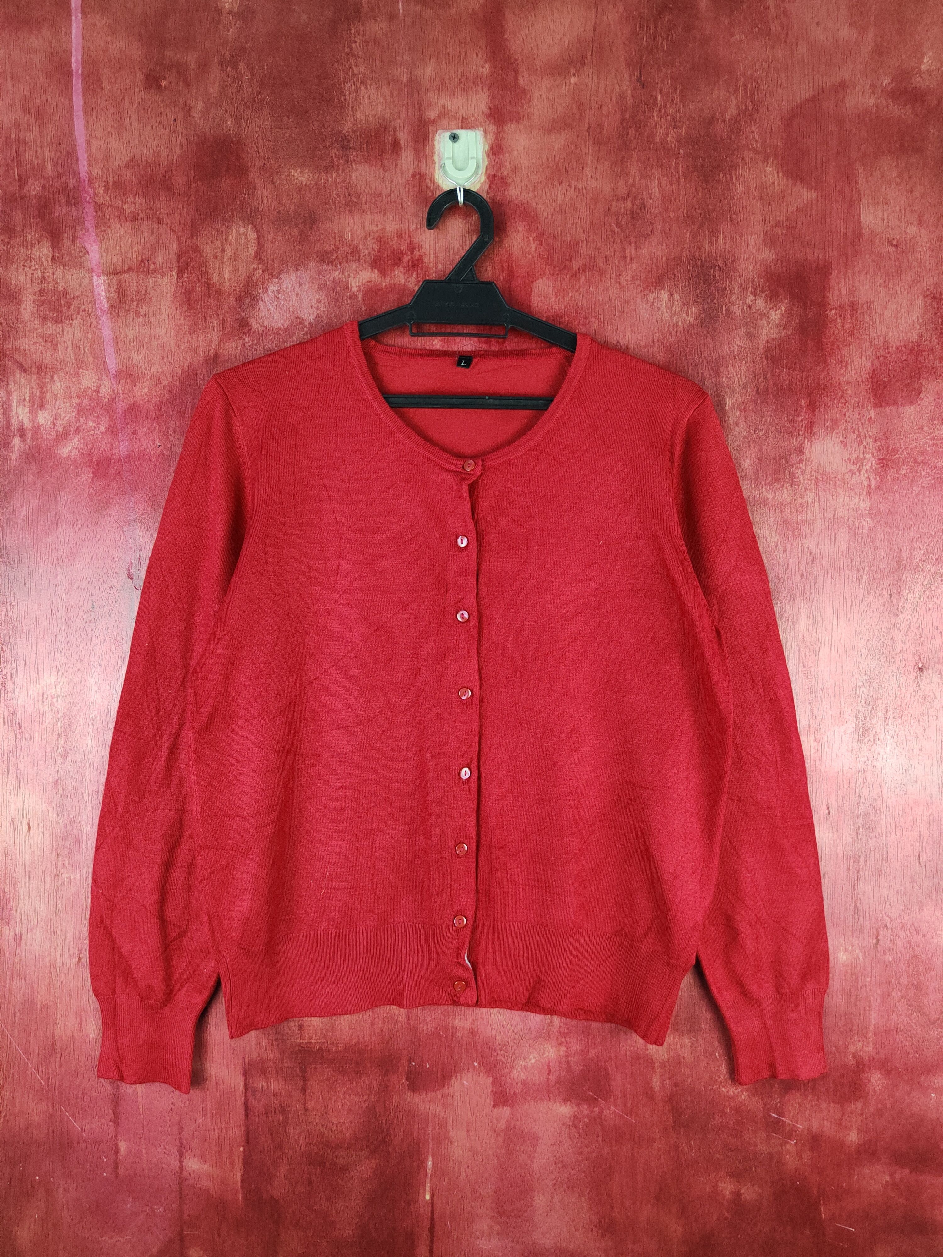 Japanese Brand Japanese Brand Red knitwear plain Cardigan #S897 Size M / US 6-8 / IT 42-44 - 1 Thumbnail