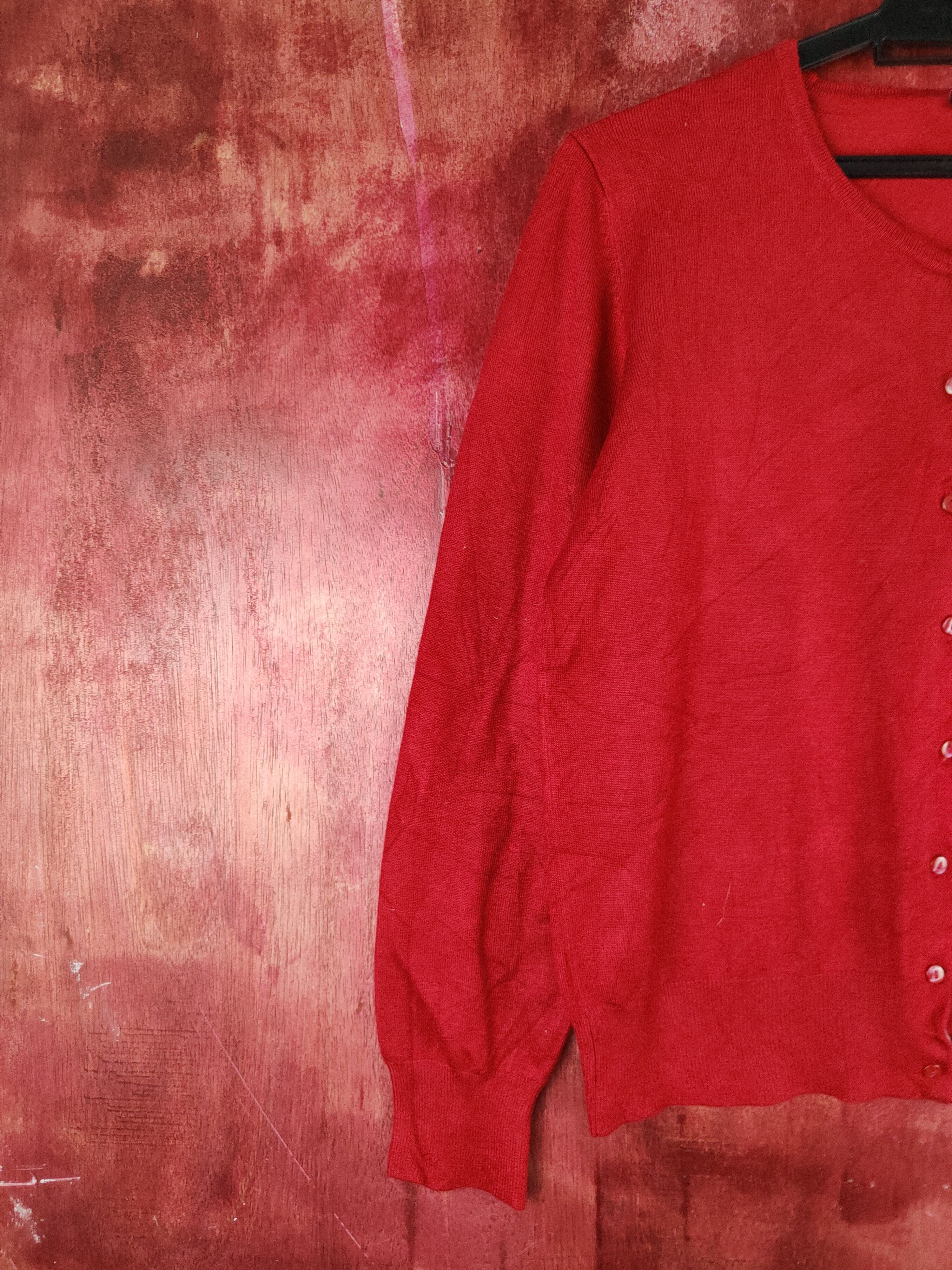 Japanese Brand Japanese Brand Red knitwear plain Cardigan #S897 Size M / US 6-8 / IT 42-44 - 3 Thumbnail