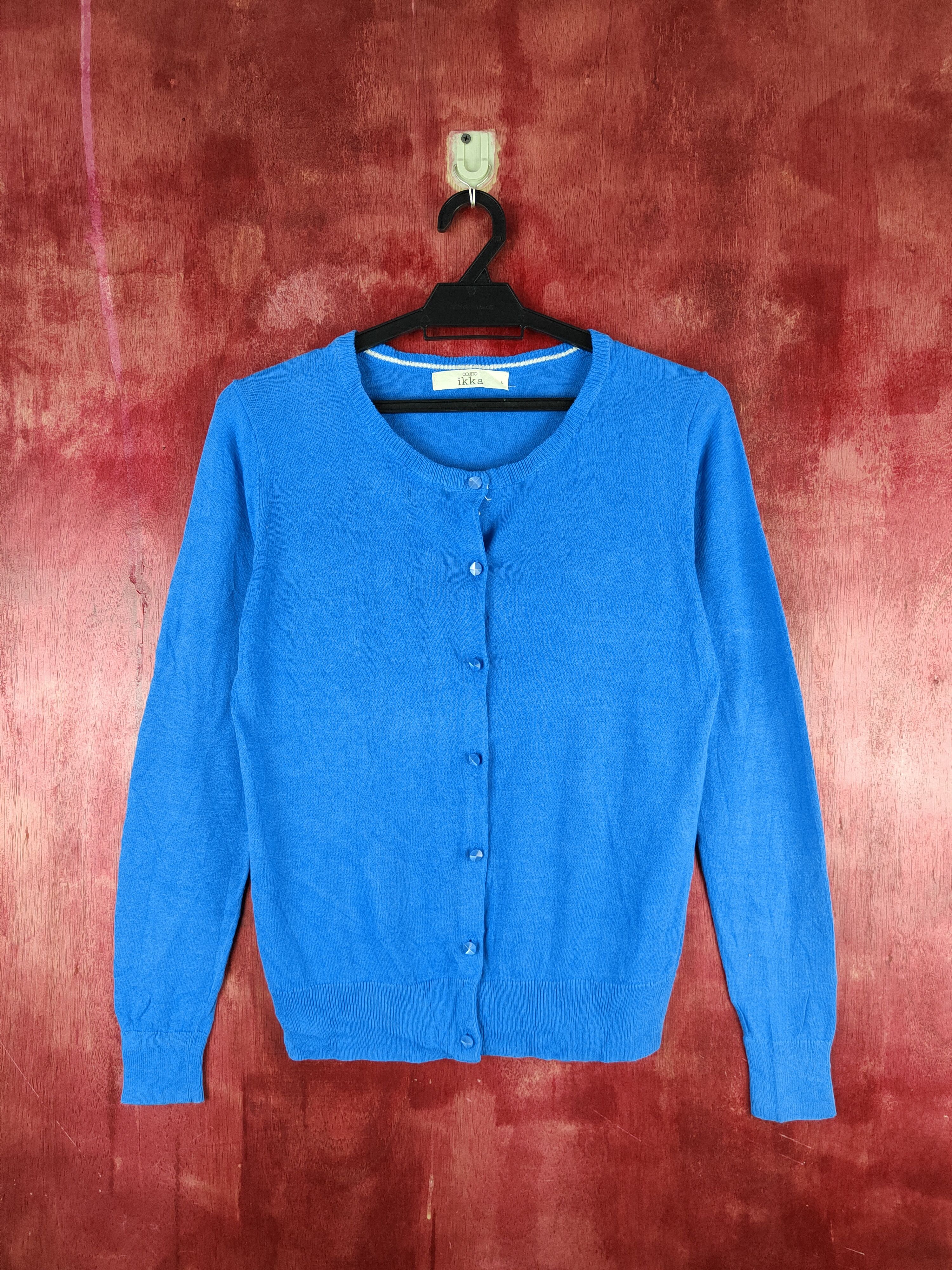 Japanese Brand Aqueto Ikka Blue knitwear plain Cardigan streetwear #S893 Size M / US 6-8 / IT 42-44 - 1 Thumbnail