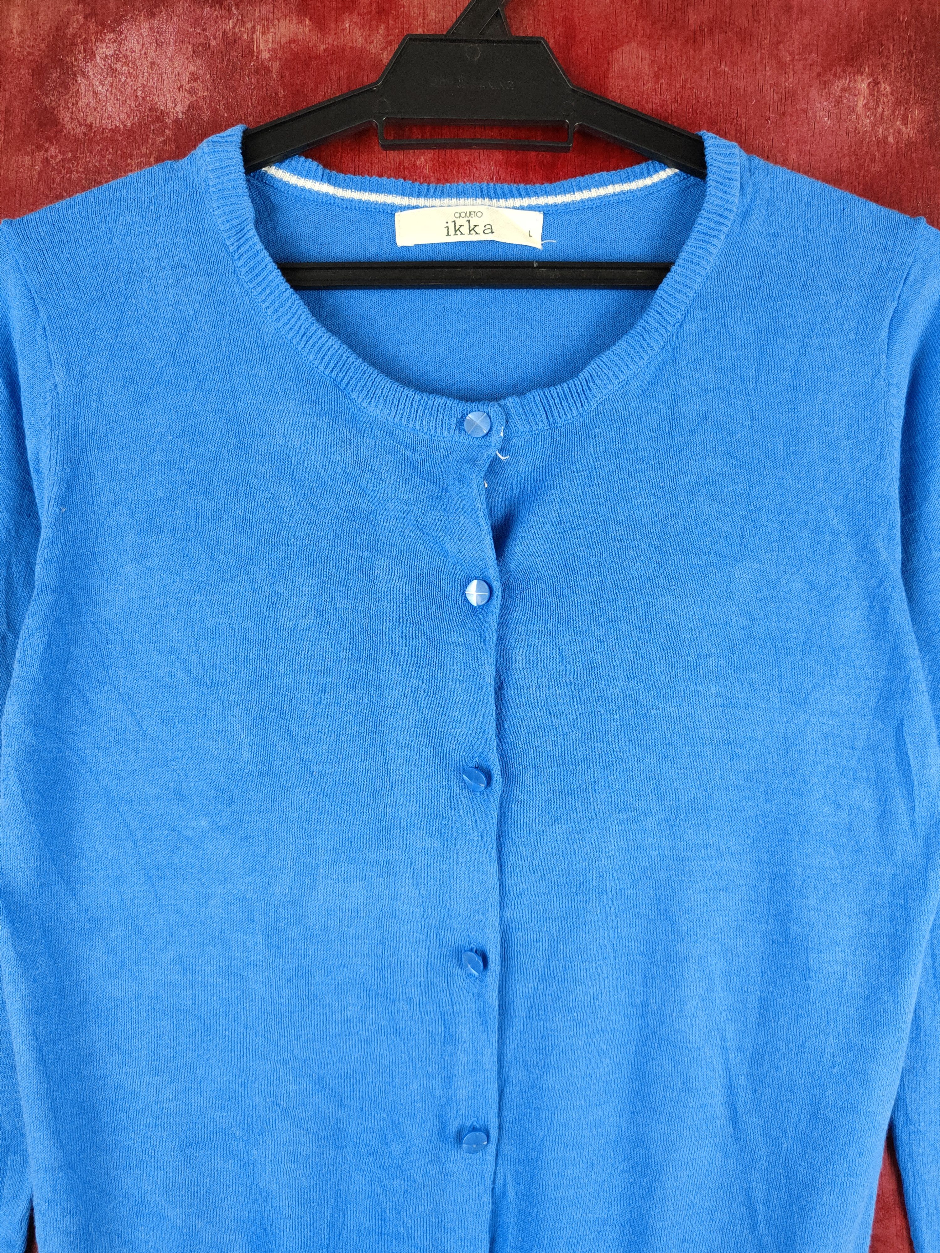 Japanese Brand Aqueto Ikka Blue knitwear plain Cardigan streetwear #S893 Size M / US 6-8 / IT 42-44 - 2 Thumbnail