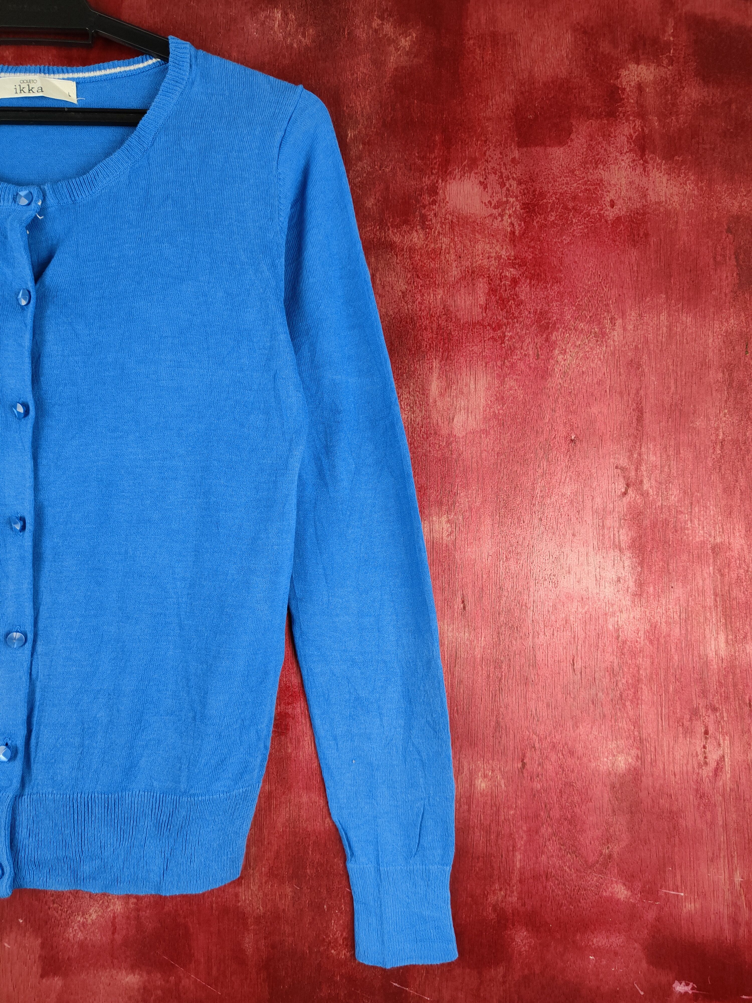 Japanese Brand Aqueto Ikka Blue knitwear plain Cardigan streetwear #S893 Size M / US 6-8 / IT 42-44 - 5 Thumbnail