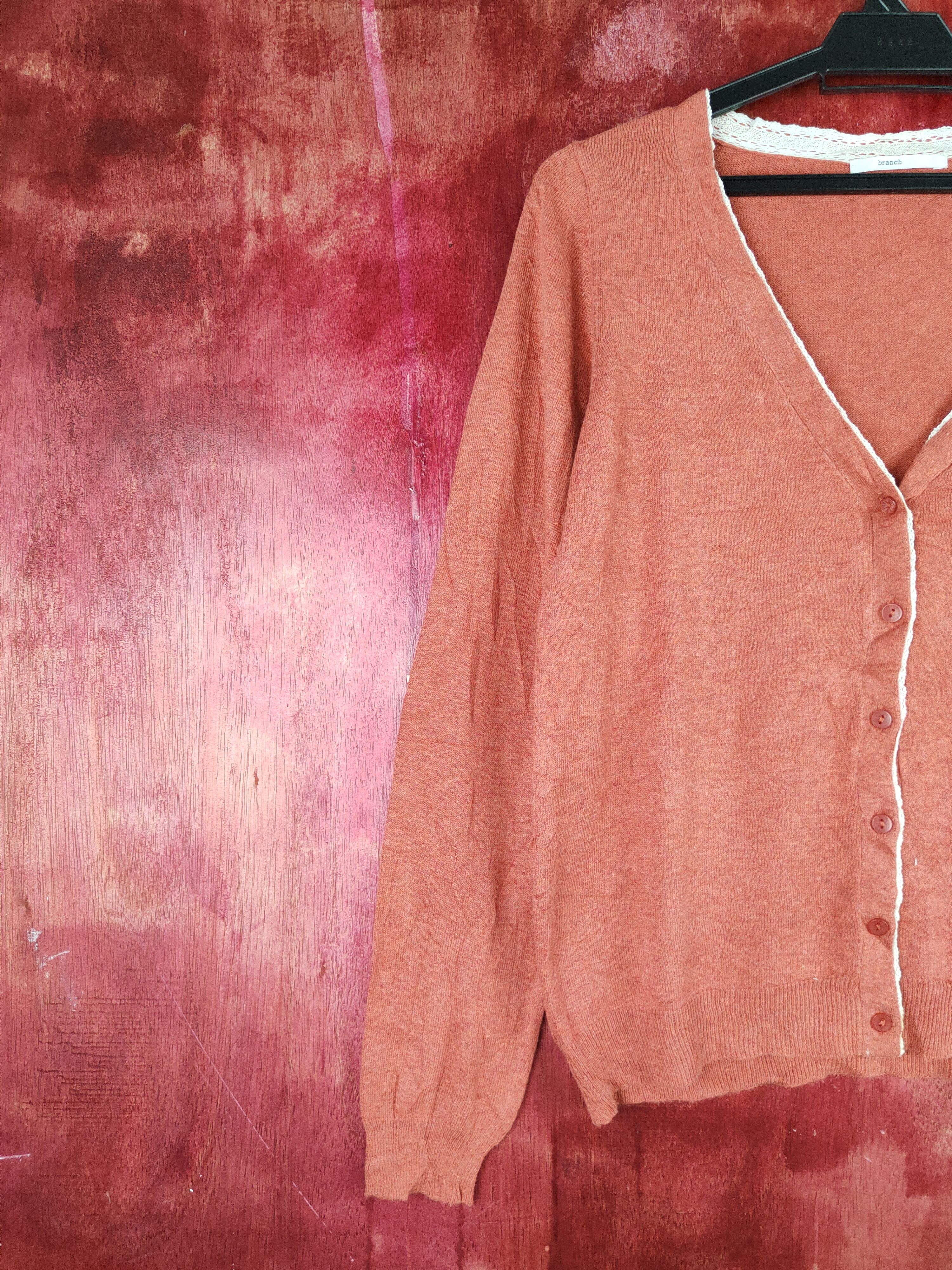 Japanese Brand Branch et Pot soft Red plain knitwear Cardigan #S889 Size M / US 6-8 / IT 42-44 - 3 Thumbnail
