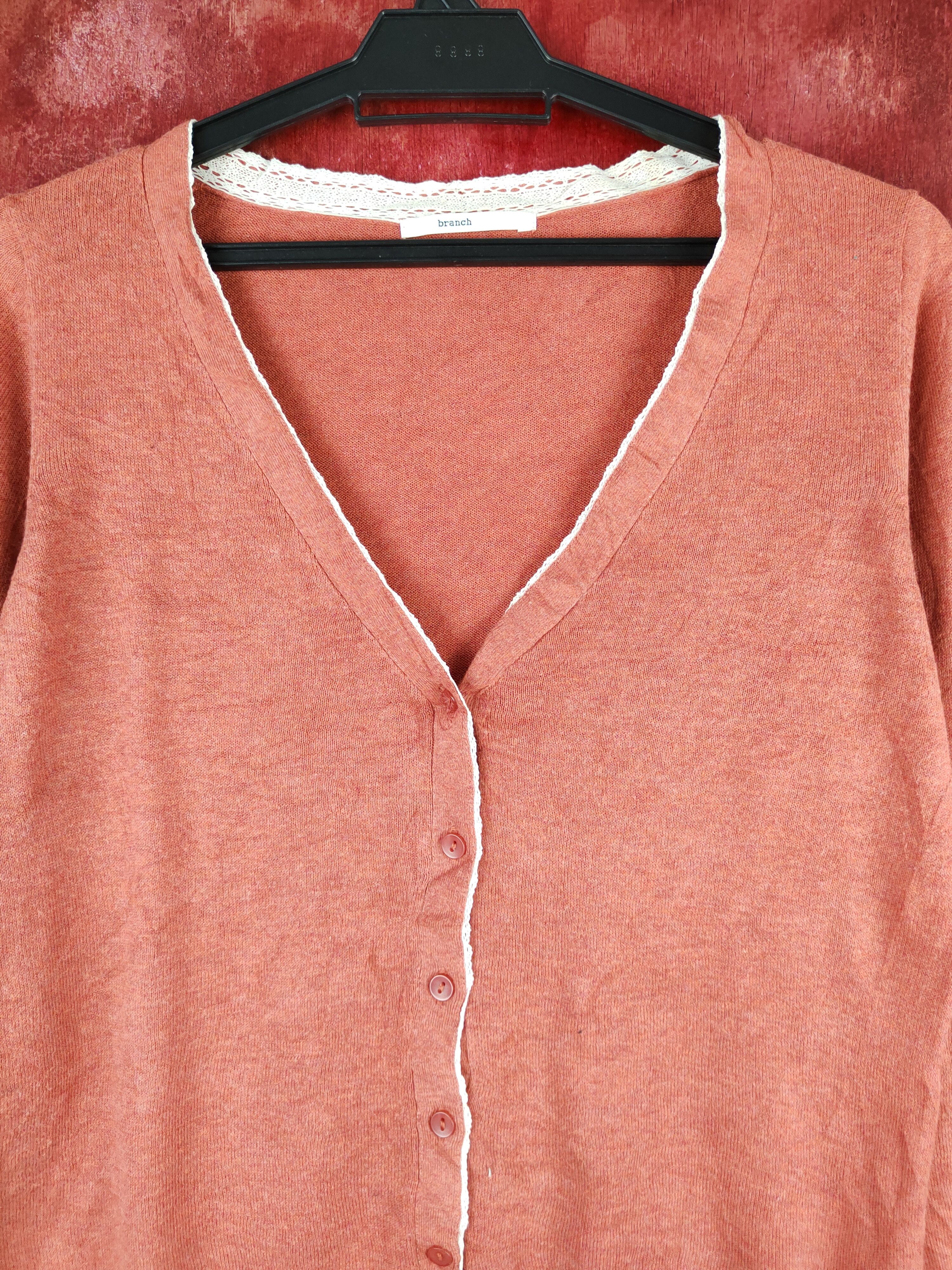 Japanese Brand Branch et Pot soft Red plain knitwear Cardigan #S889 Size M / US 6-8 / IT 42-44 - 2 Thumbnail