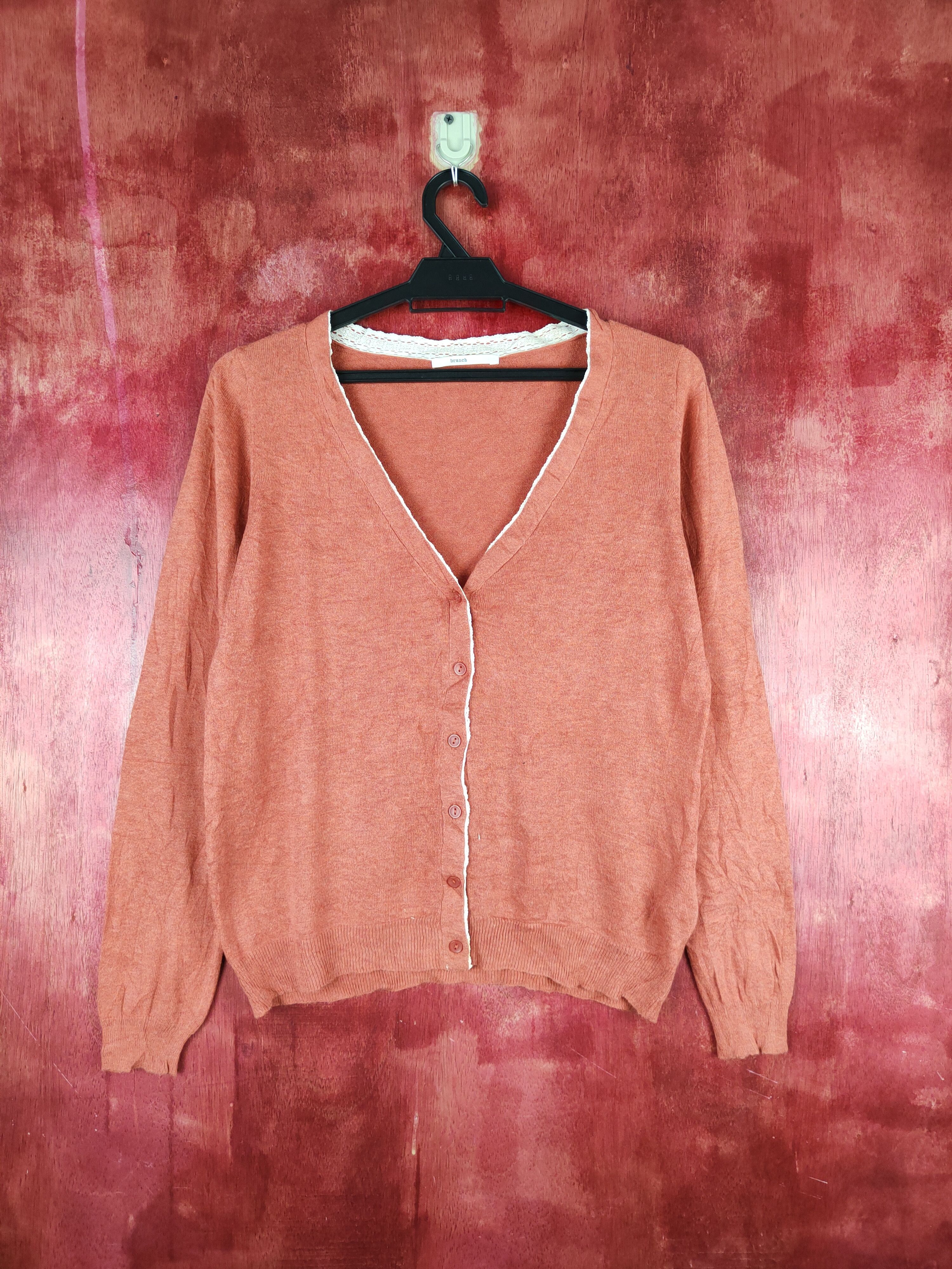 Japanese Brand Branch et Pot soft Red plain knitwear Cardigan #S889 Size M / US 6-8 / IT 42-44 - 1 Thumbnail