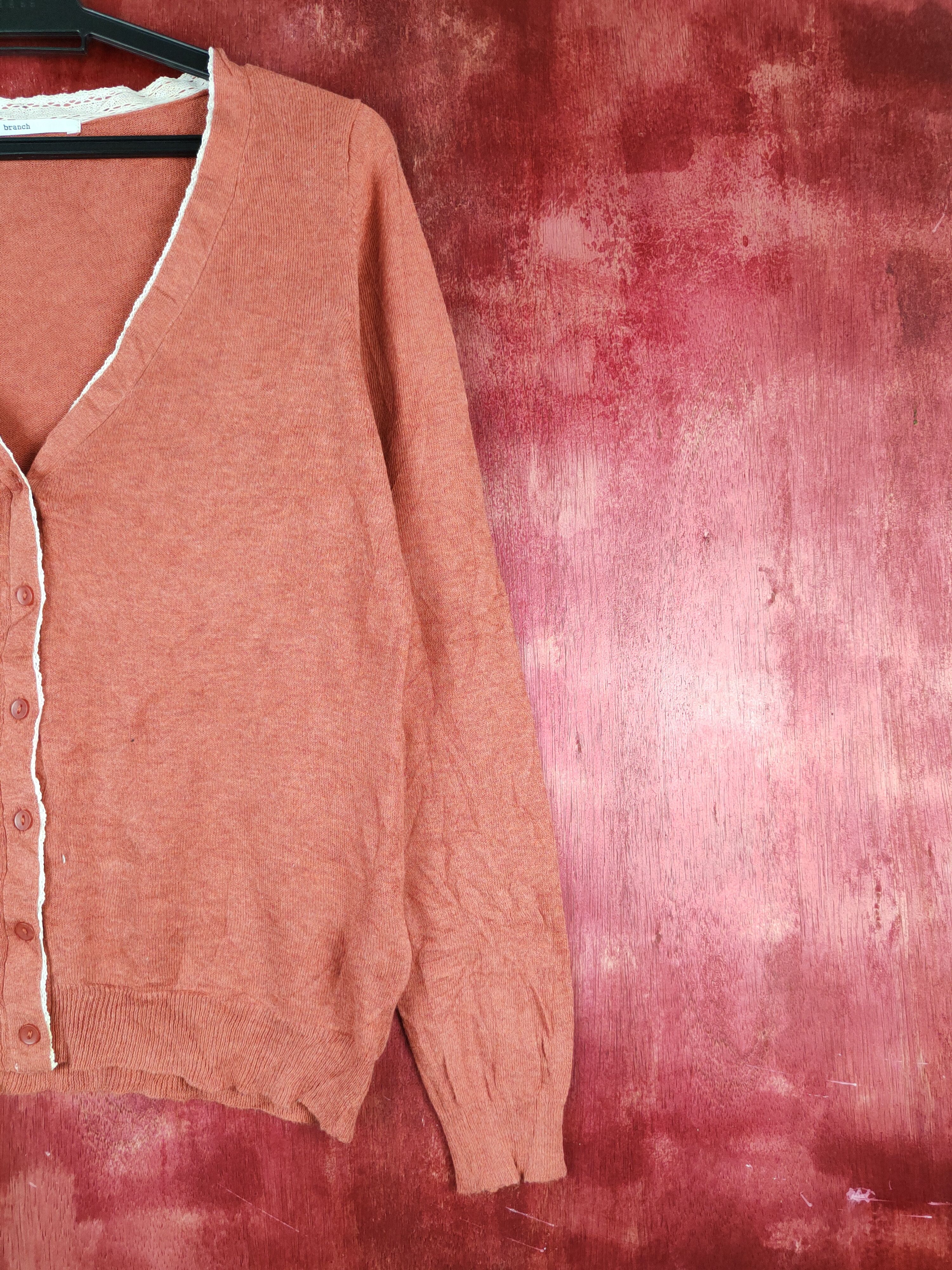 Japanese Brand Branch et Pot soft Red plain knitwear Cardigan #S889 Size M / US 6-8 / IT 42-44 - 5 Thumbnail