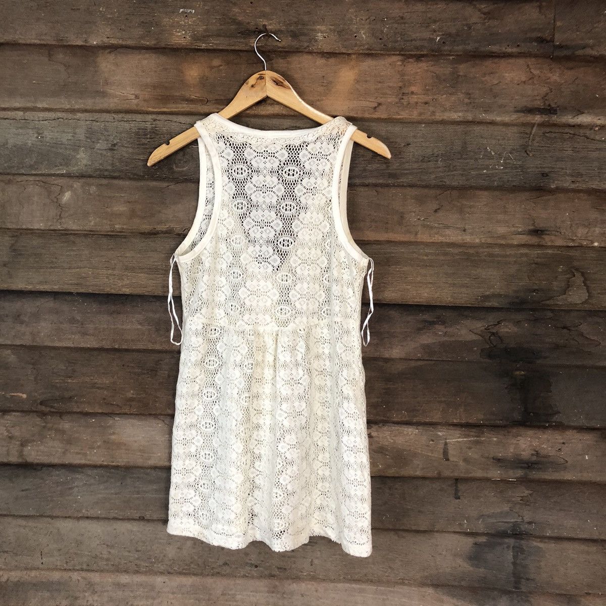 Vintage Valley Girl Mesh Net Crochet White Cardigan Knitwear #7144 Size L / US 10 / IT 46 - 9 Thumbnail