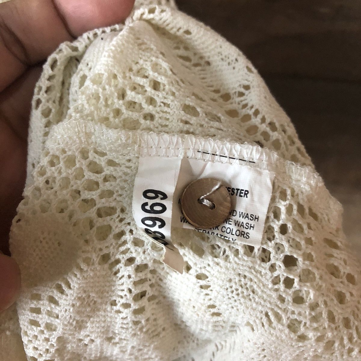 Vintage Valley Girl Mesh Net Crochet White Cardigan Knitwear #7144 Size L / US 10 / IT 46 - 7 Thumbnail