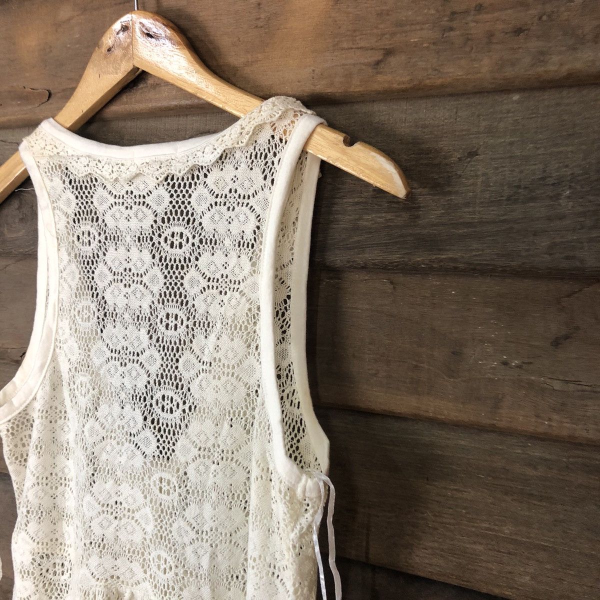 Vintage Valley Girl Mesh Net Crochet White Cardigan Knitwear #7144 Size L / US 10 / IT 46 - 10 Thumbnail