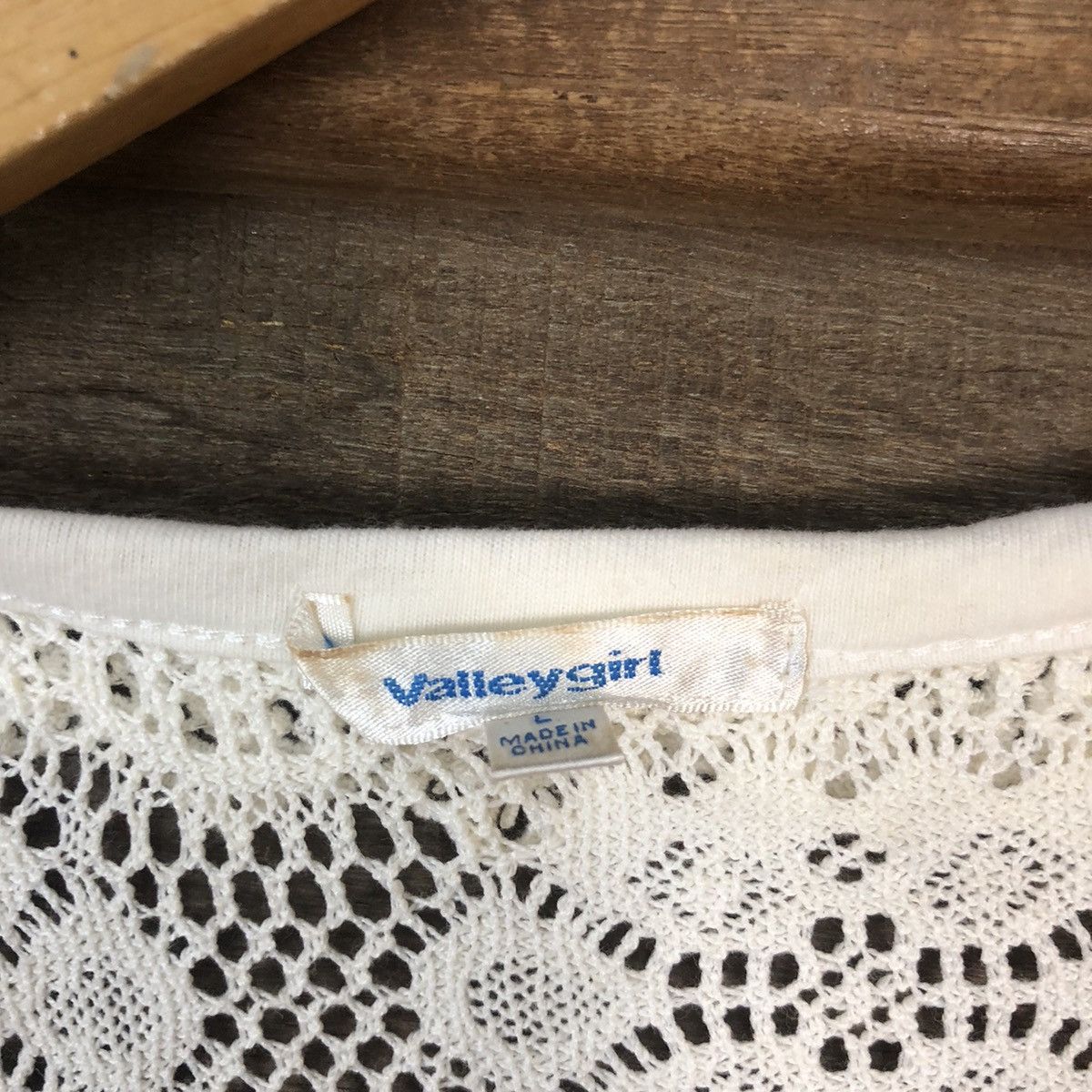 Vintage Valley Girl Mesh Net Crochet White Cardigan Knitwear #7144 Size L / US 10 / IT 46 - 6 Thumbnail