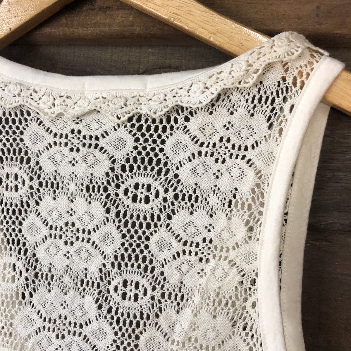 Vintage Valley Girl Mesh Net Crochet White Cardigan Knitwear #7144 Size L / US 10 / IT 46 - 12 Thumbnail