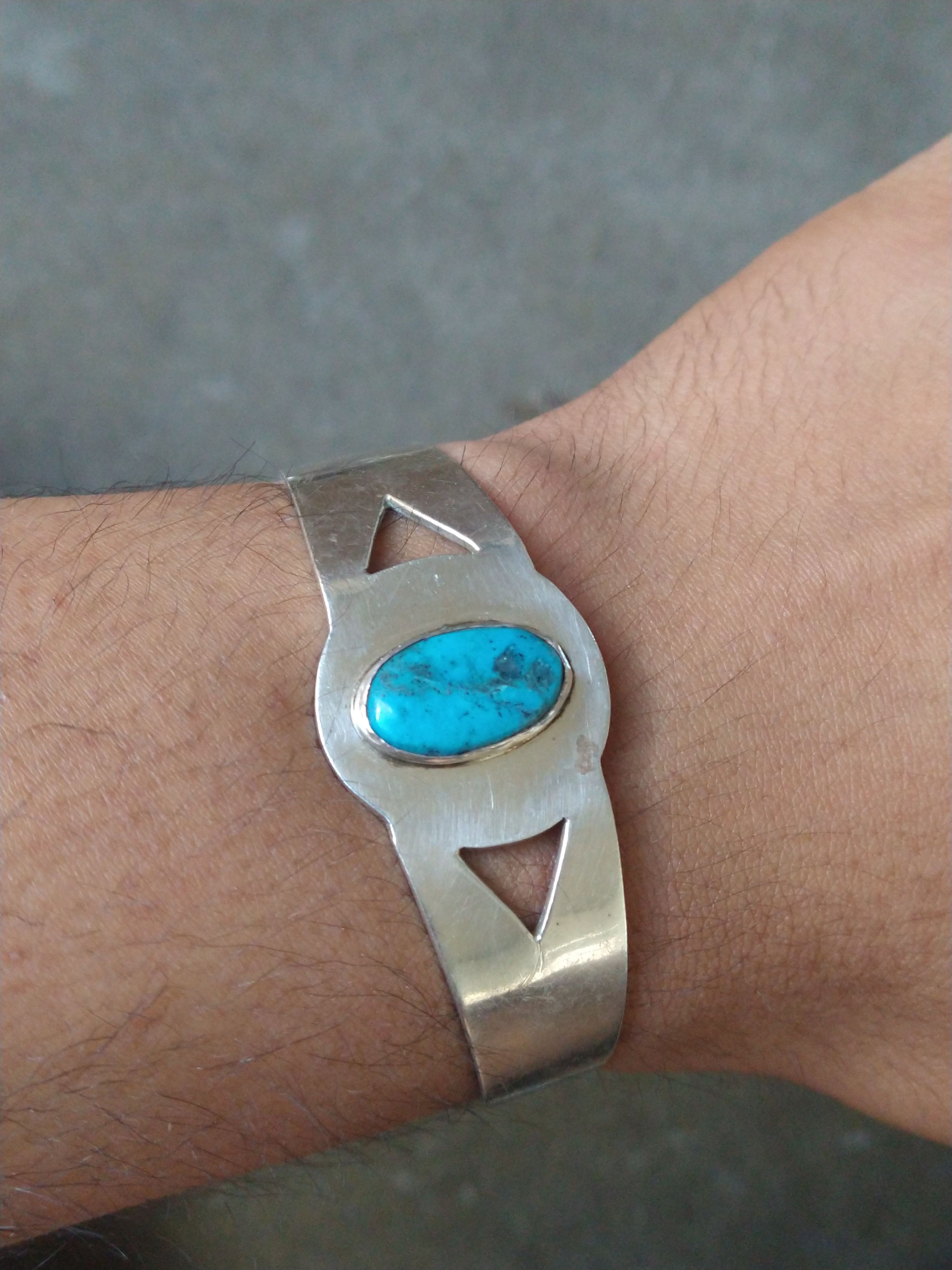 Jewelry Vintage Sterling Silver Bracelet Turquoise Cuff Mexico Size ONE SIZE - 12 Thumbnail
