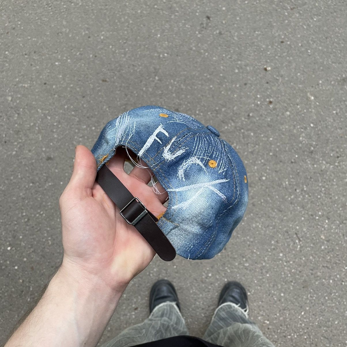 Vintage Vintage Y2K Denim Cap Skull Crossbones Studded Streetwear OS Size ONE SIZE - 4 Thumbnail