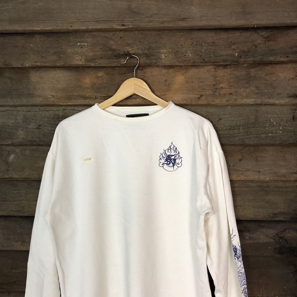 Japanese Brand Japanese Ancient dragon sleeve White Sweatshirt #082B Size US M / EU 48-50 / 2 - 2 Thumbnail