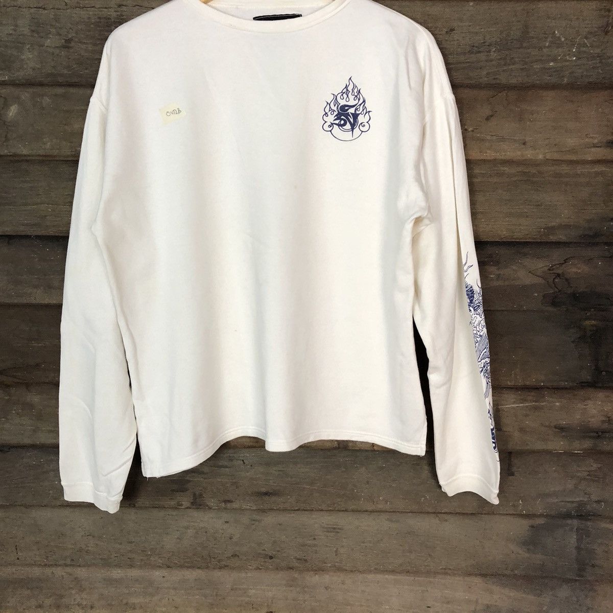 Japanese Brand Japanese Ancient dragon sleeve White Sweatshirt #082B Size US M / EU 48-50 / 2 - 3 Thumbnail
